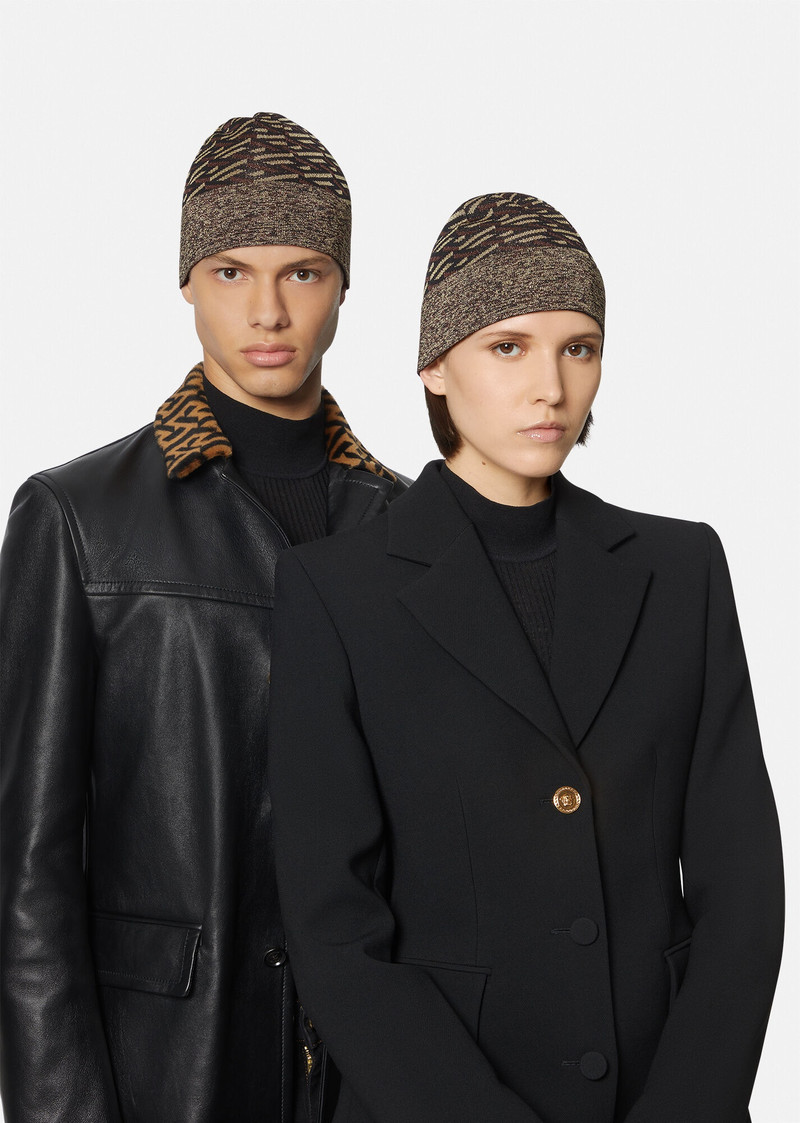 VERSACE La Greca Metallic Wool Beanie outlook
