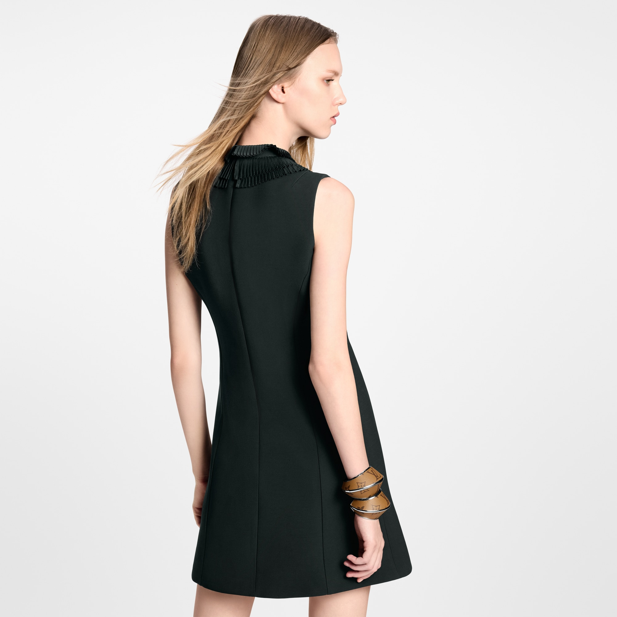 Pleat Collar Fitted Dress - 6