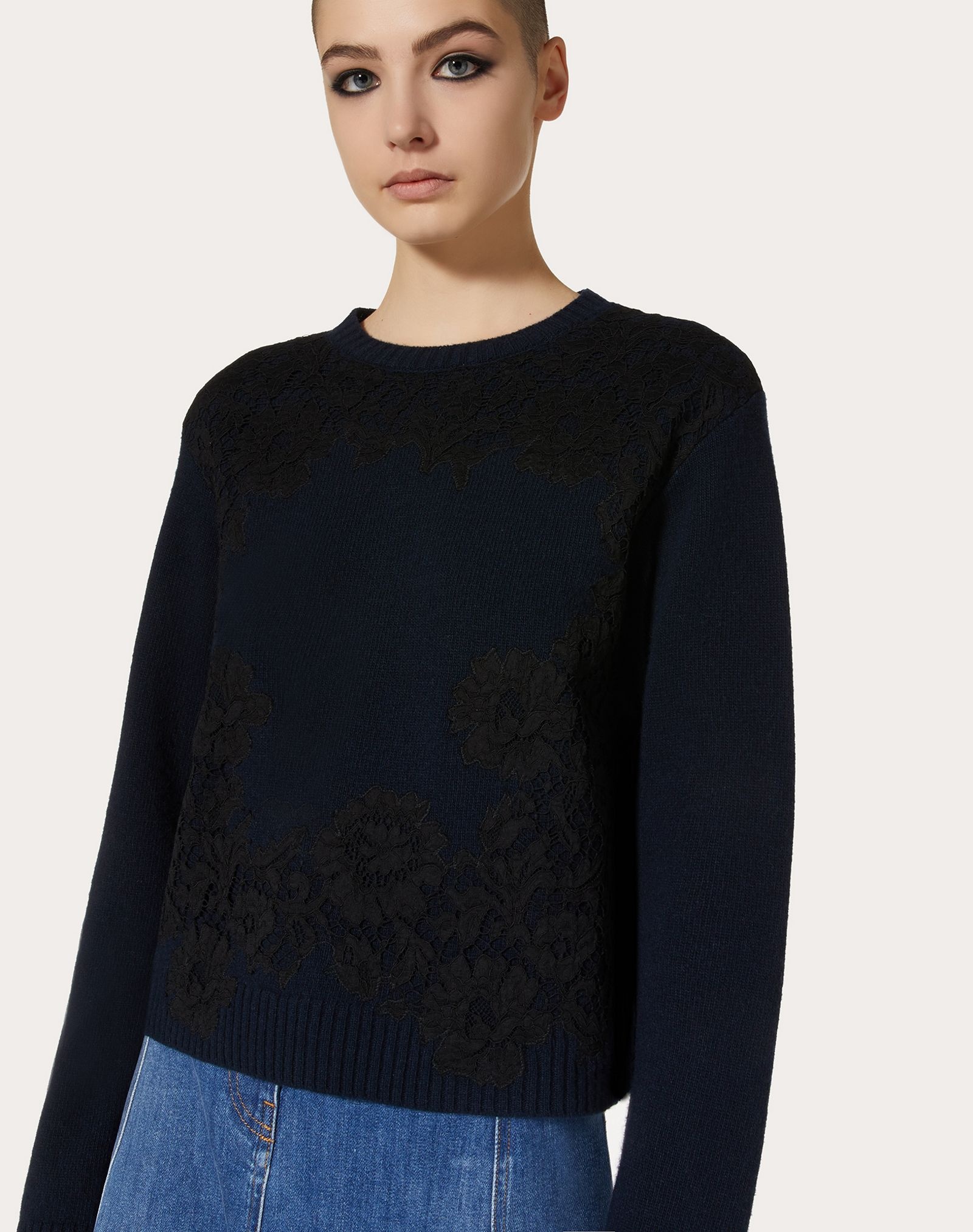 Cashmere Wool and Heavy Lace Sweater - 5