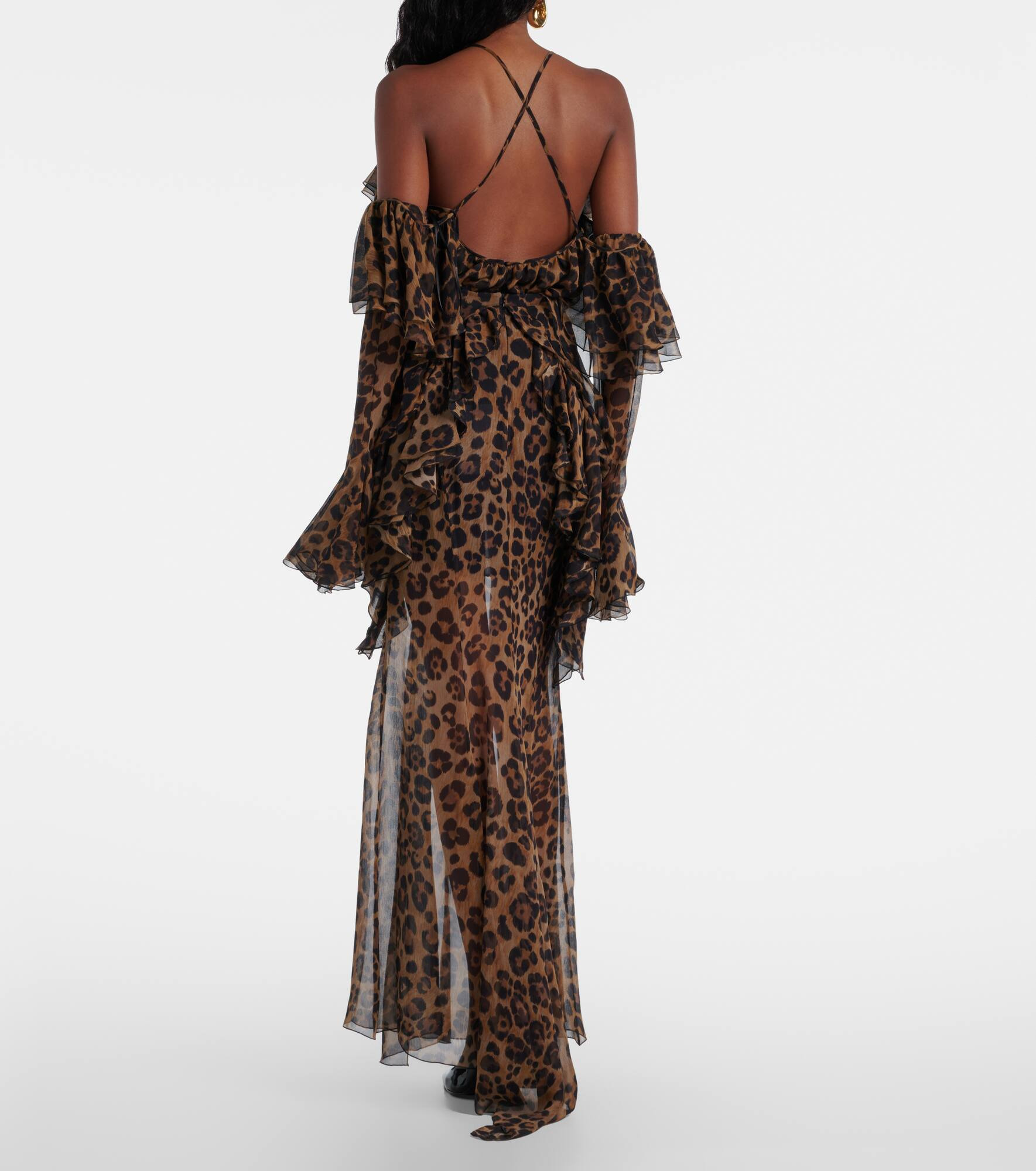 Leopard-print silk crepon maxi skirt - 3