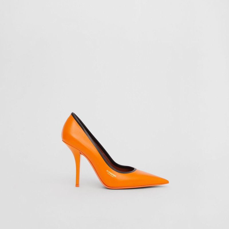 Contrast Trim Leather Point-toe Pumps 1