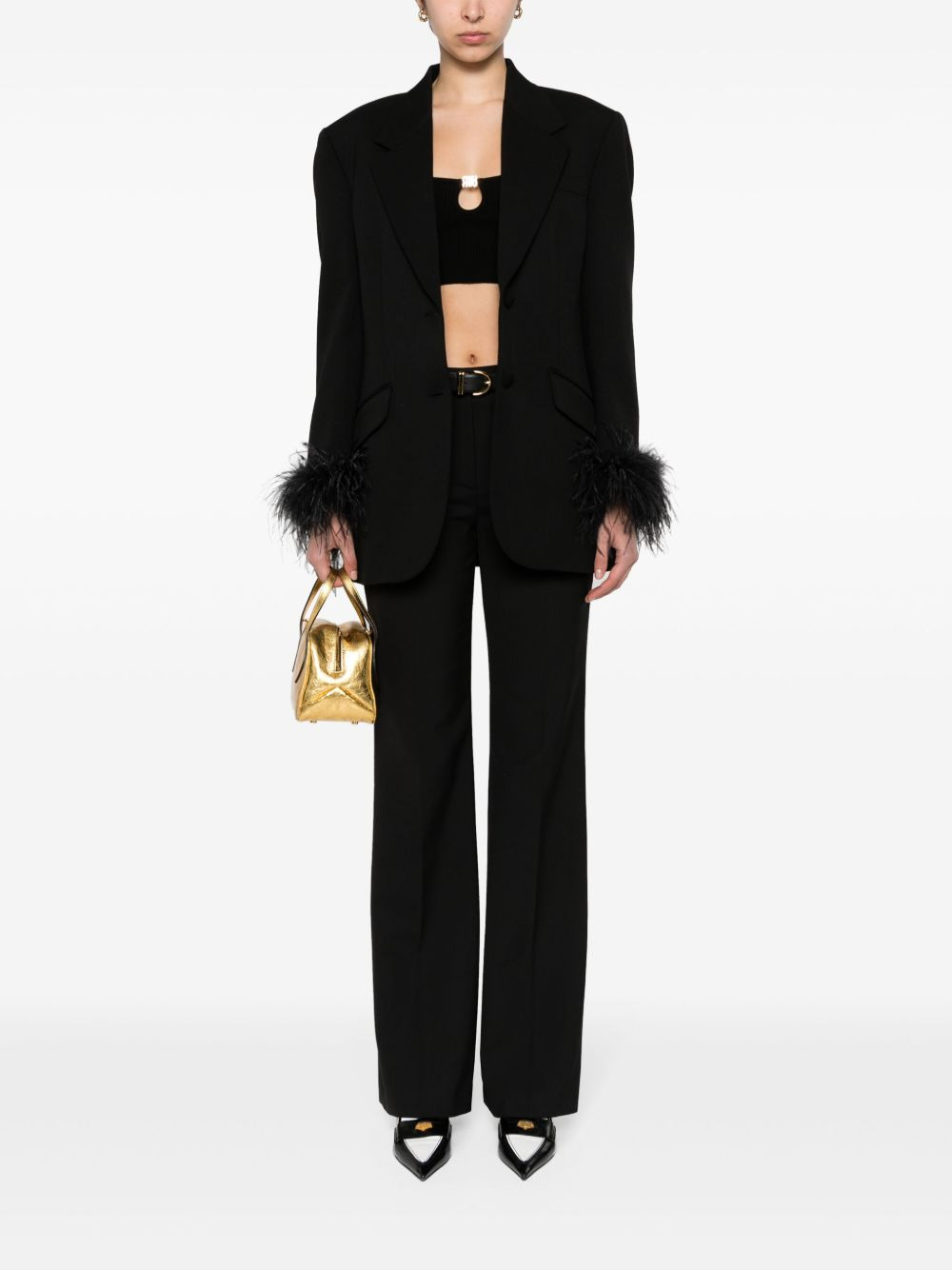 feather-trim blazer - 2