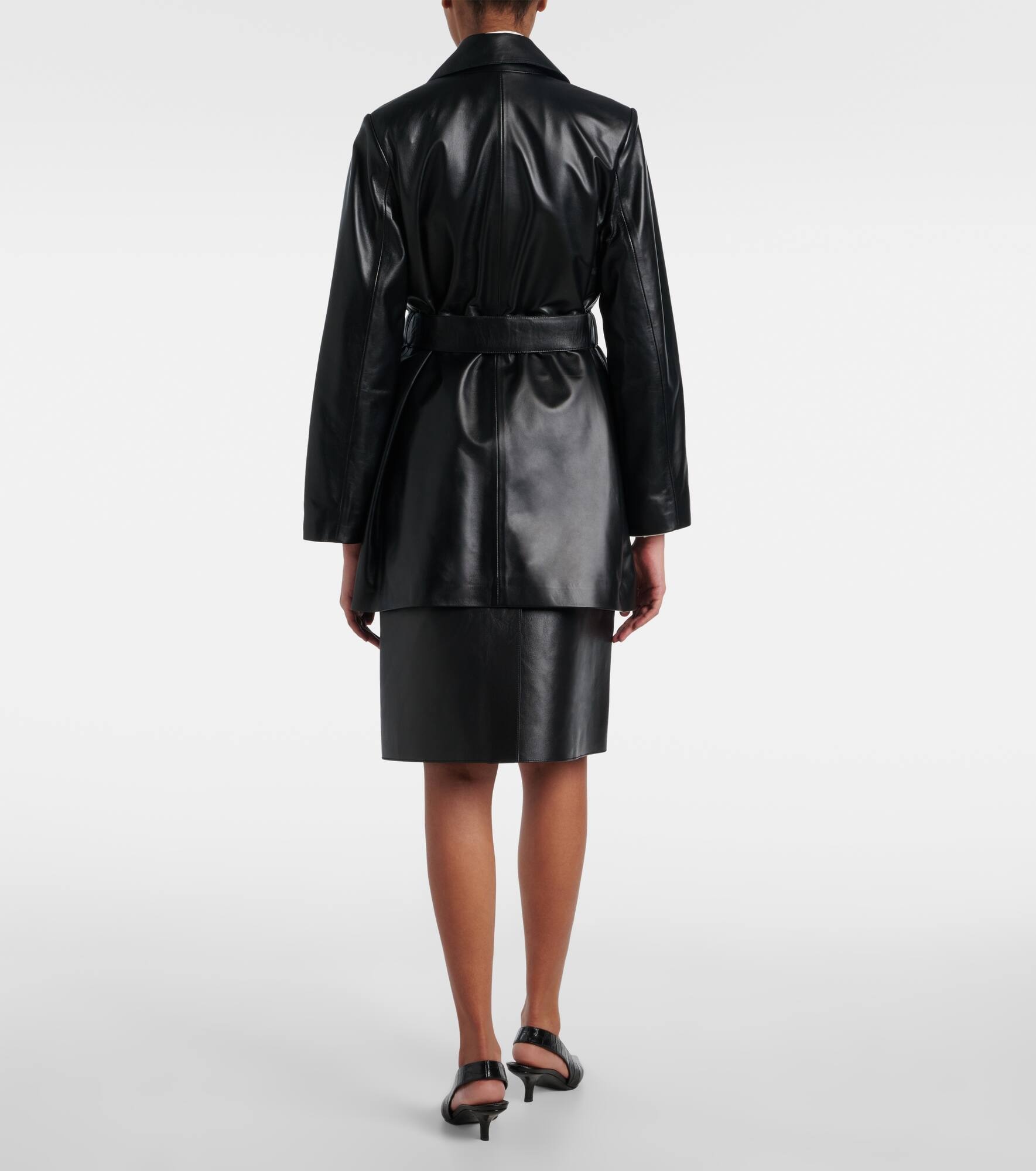 Kerri leather wrap coat - 3