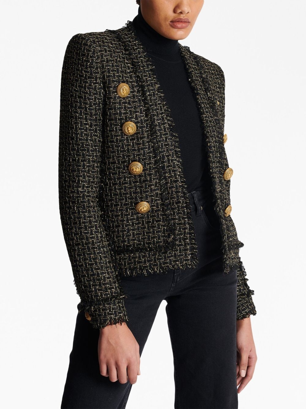 double-breasted tweed jacket - 7