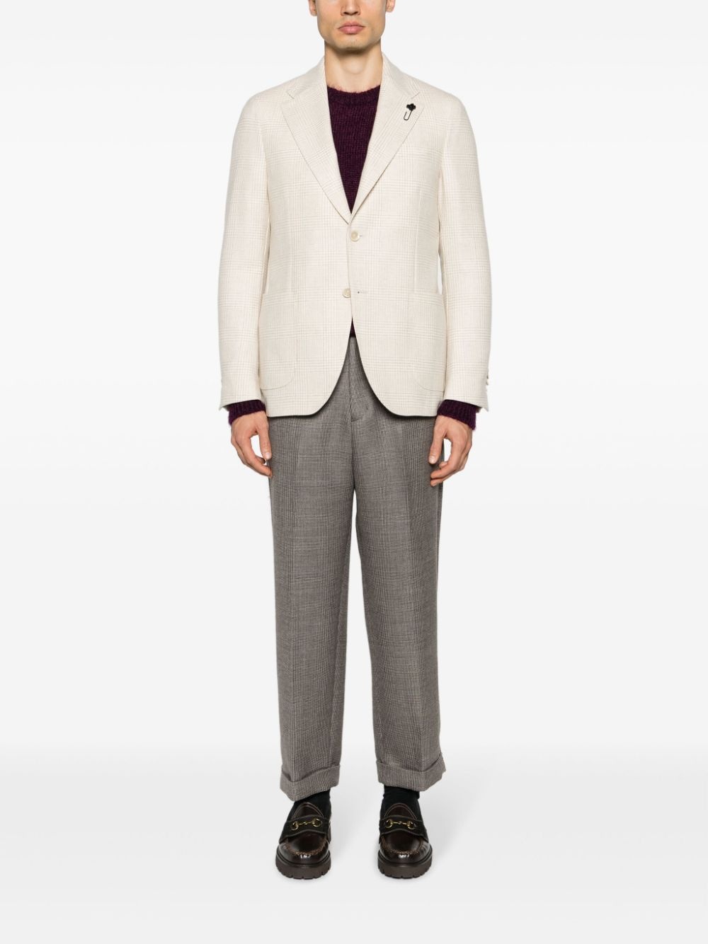prince-of-wales-check wool blazer - 2
