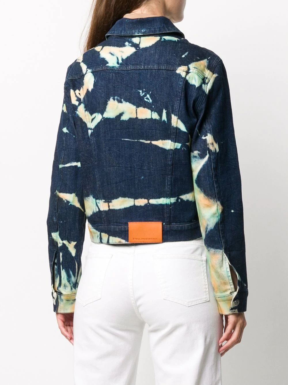 cropped tie-dye denim jacket - 4