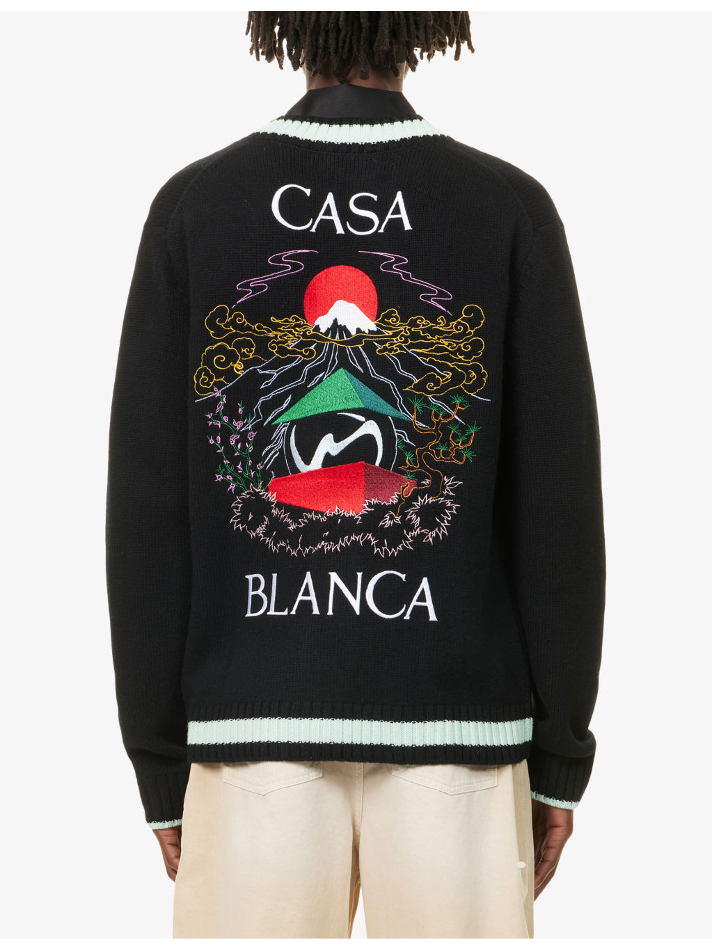 Relaxed-Fit Embroidered-Logo Wool-Knit Cardigan - 4
