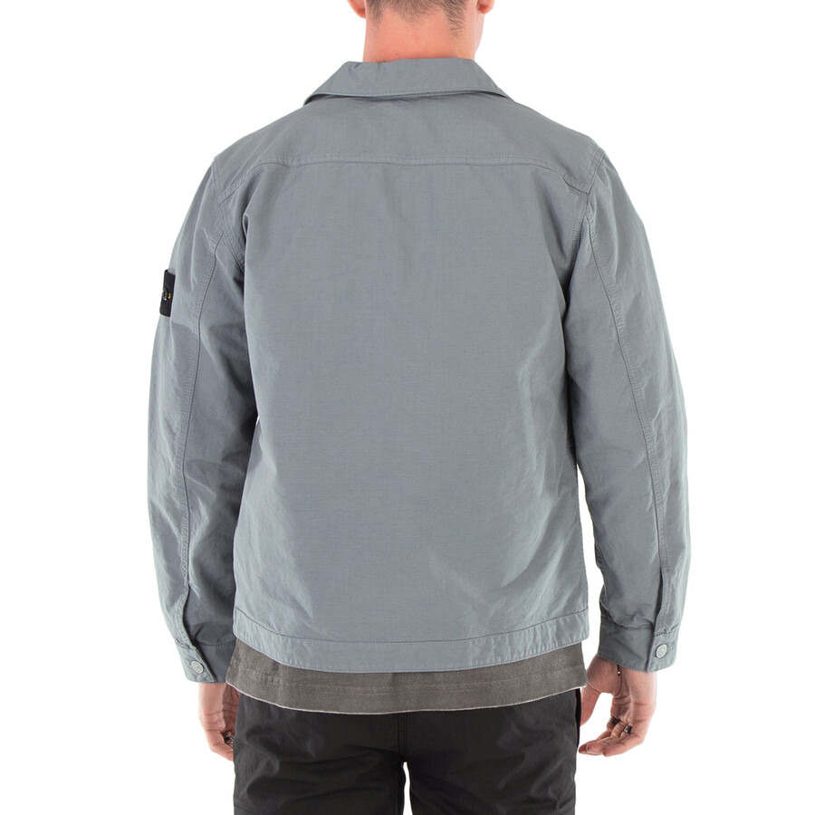 Stone Island Men's Grey Green Cotton Ripstop Shirt - 4