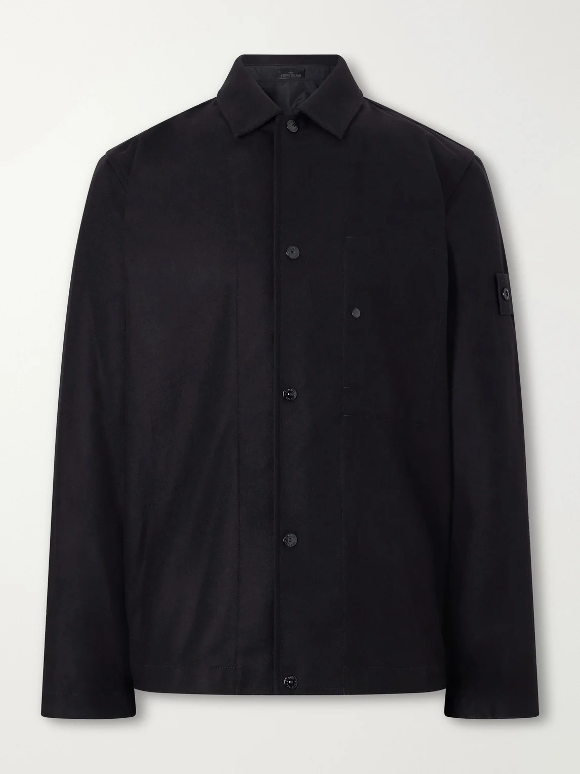 STONE ISLAND GHOST Wool and Nylon-Blend Flannel Overshirt - 1