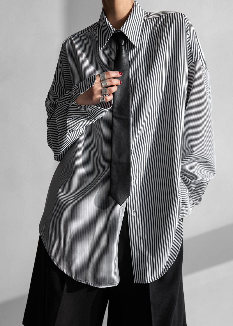 Quillan Button-Down Shirt - White/Black Stripe 7