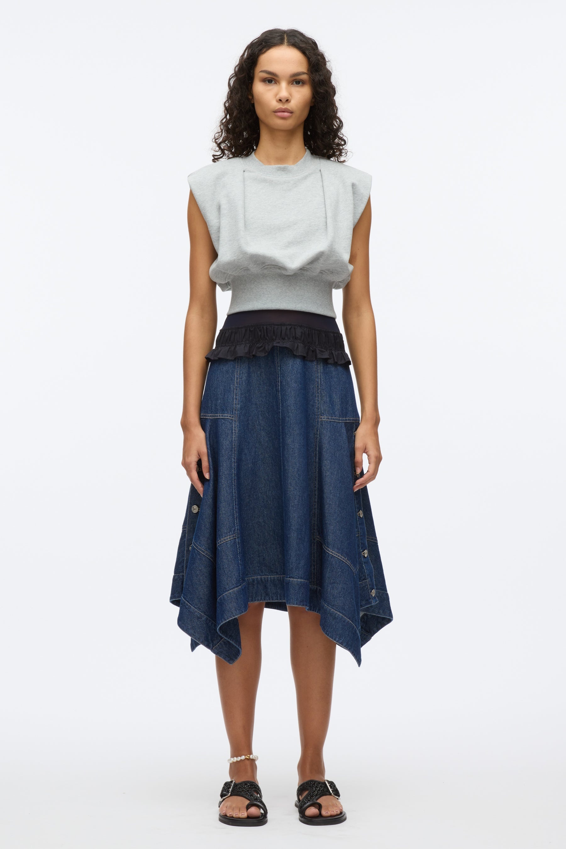 French Terry Dress with Denim Combo - 2