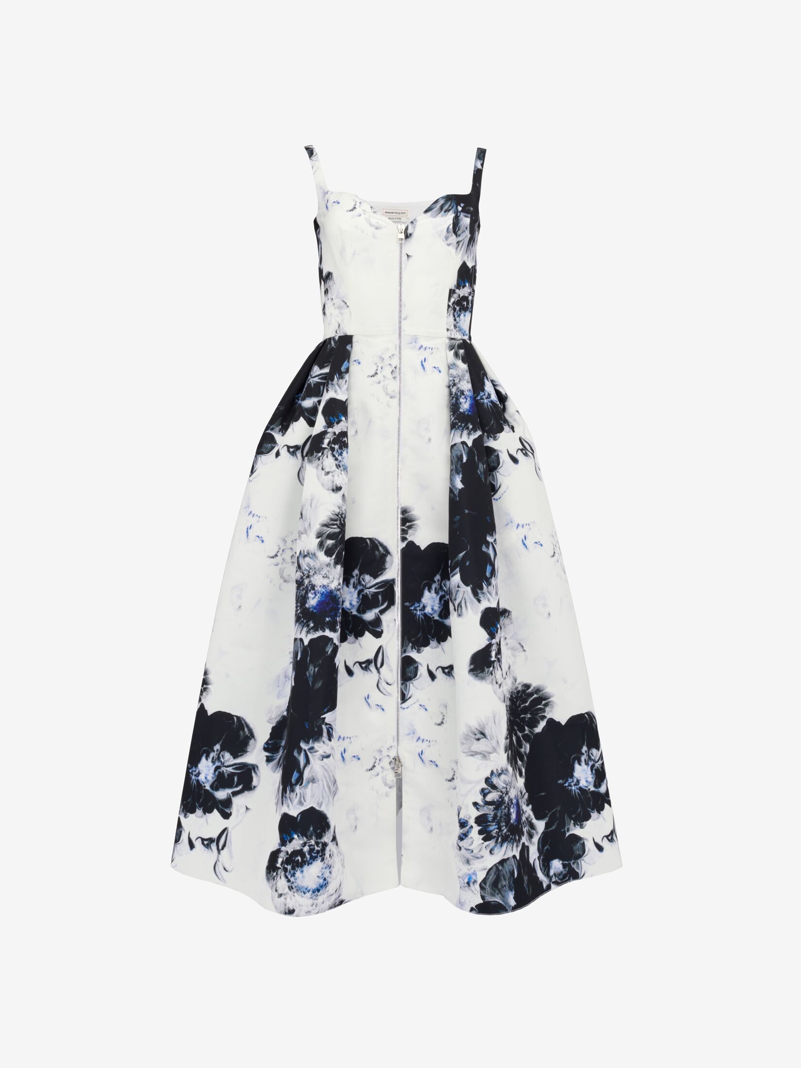 Women's Chiaroscuro Midi Dress in White/black/electric Blue - 1