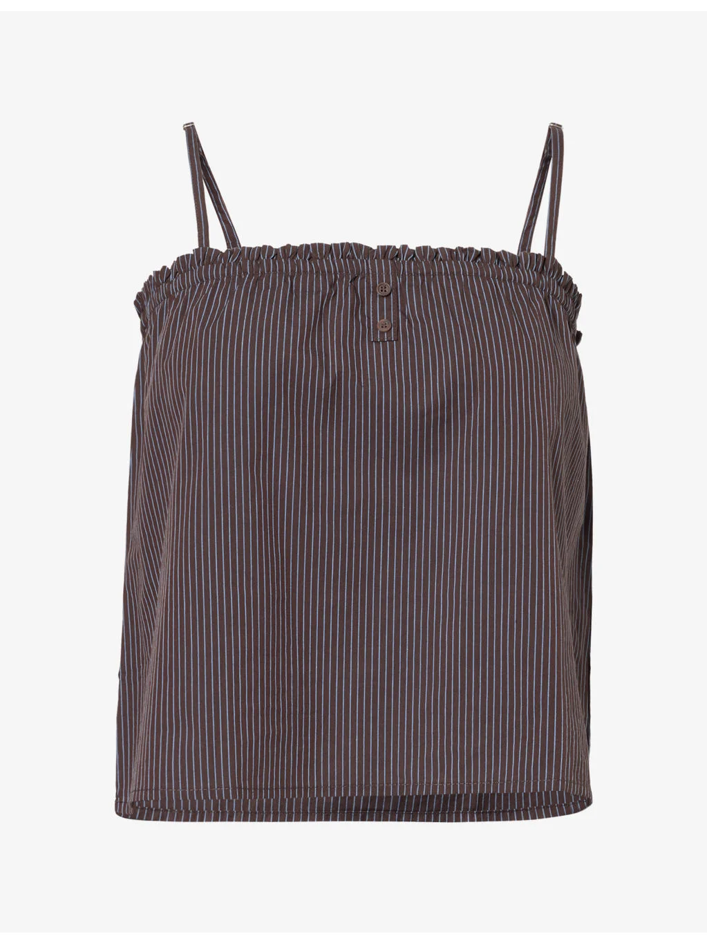 Frill Placket Stripe Cami Cotton Top - 1