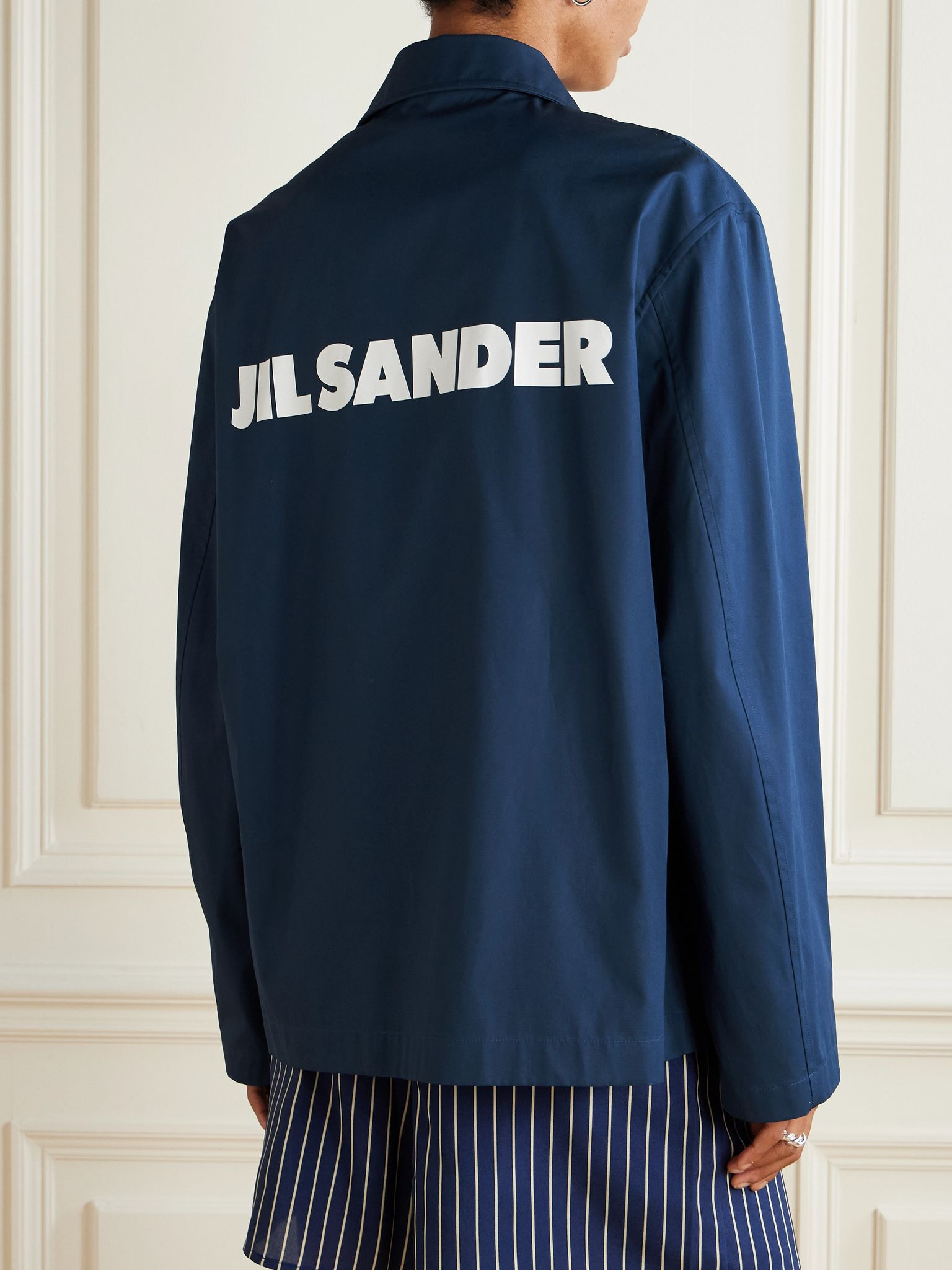 Printed cotton-taffeta jacket Navy - 4