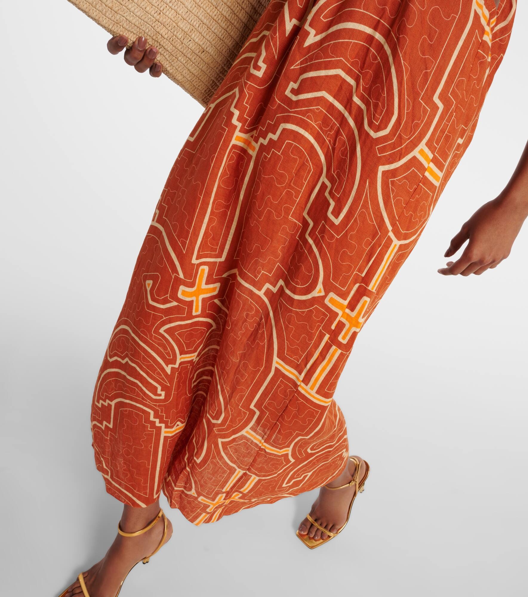 Printed cutout linen maxi dress - 5
