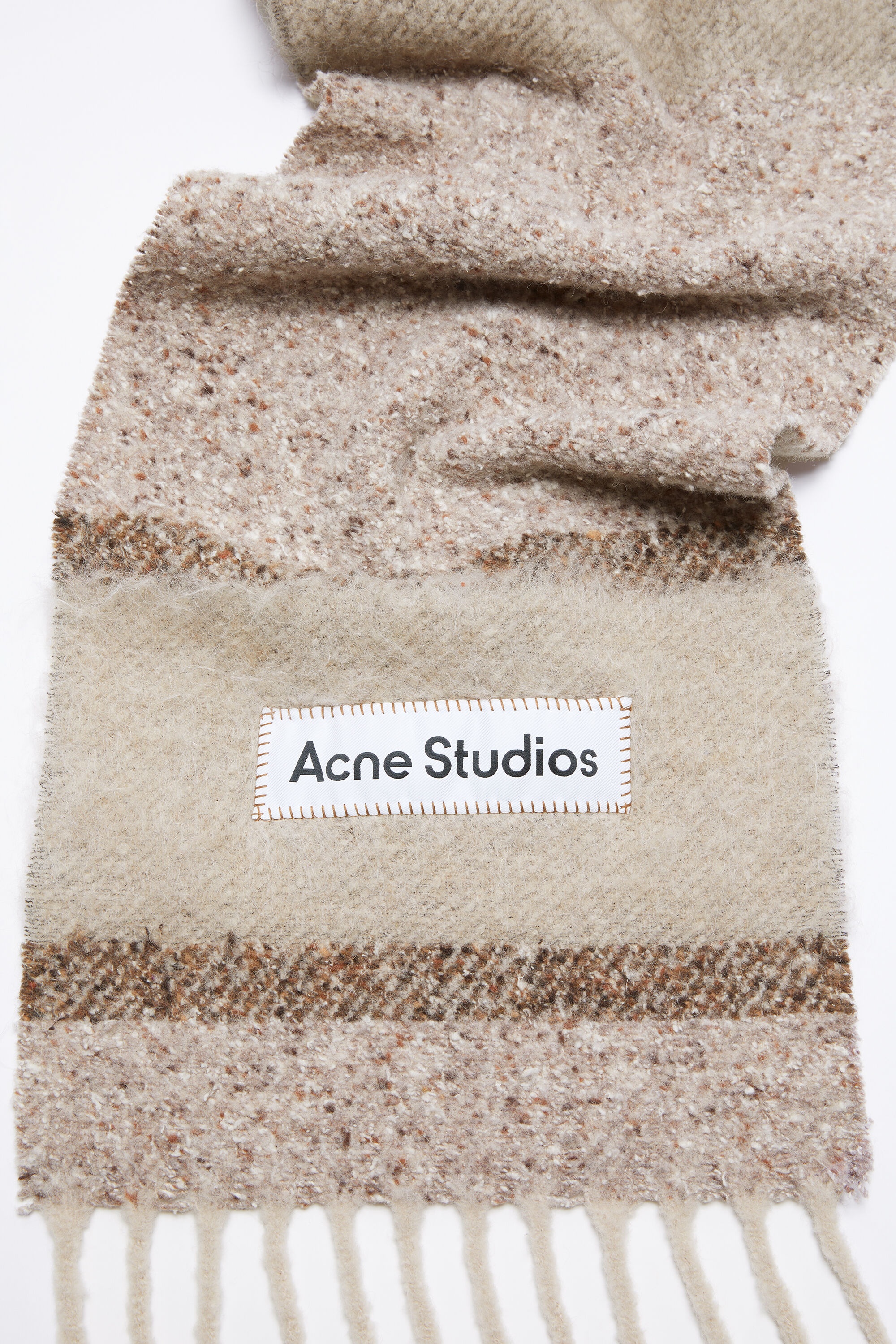 Fringed scarf logo - Brown/beige - 4