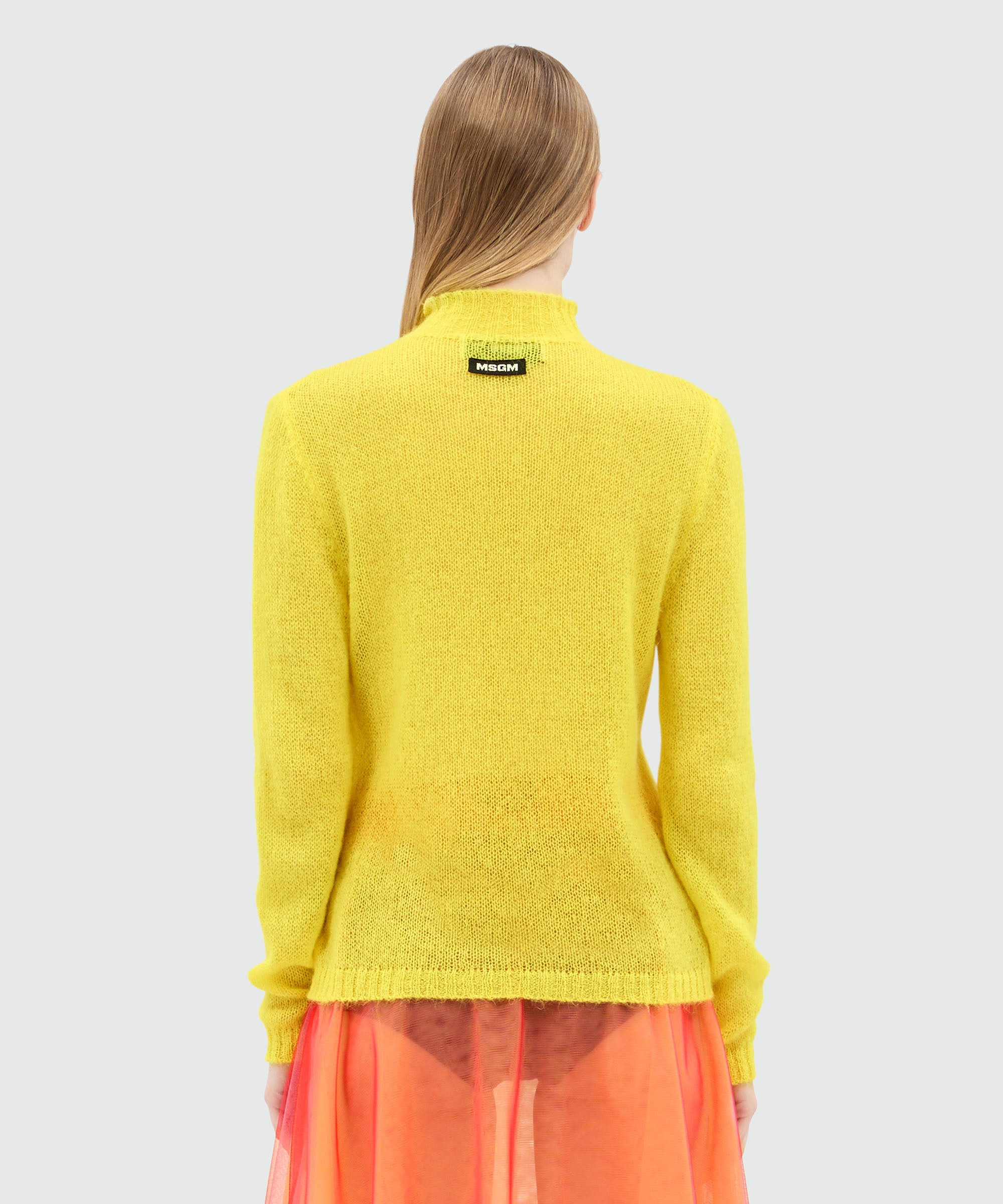 Yellow turtleneck sweater in superlight mohair - 3