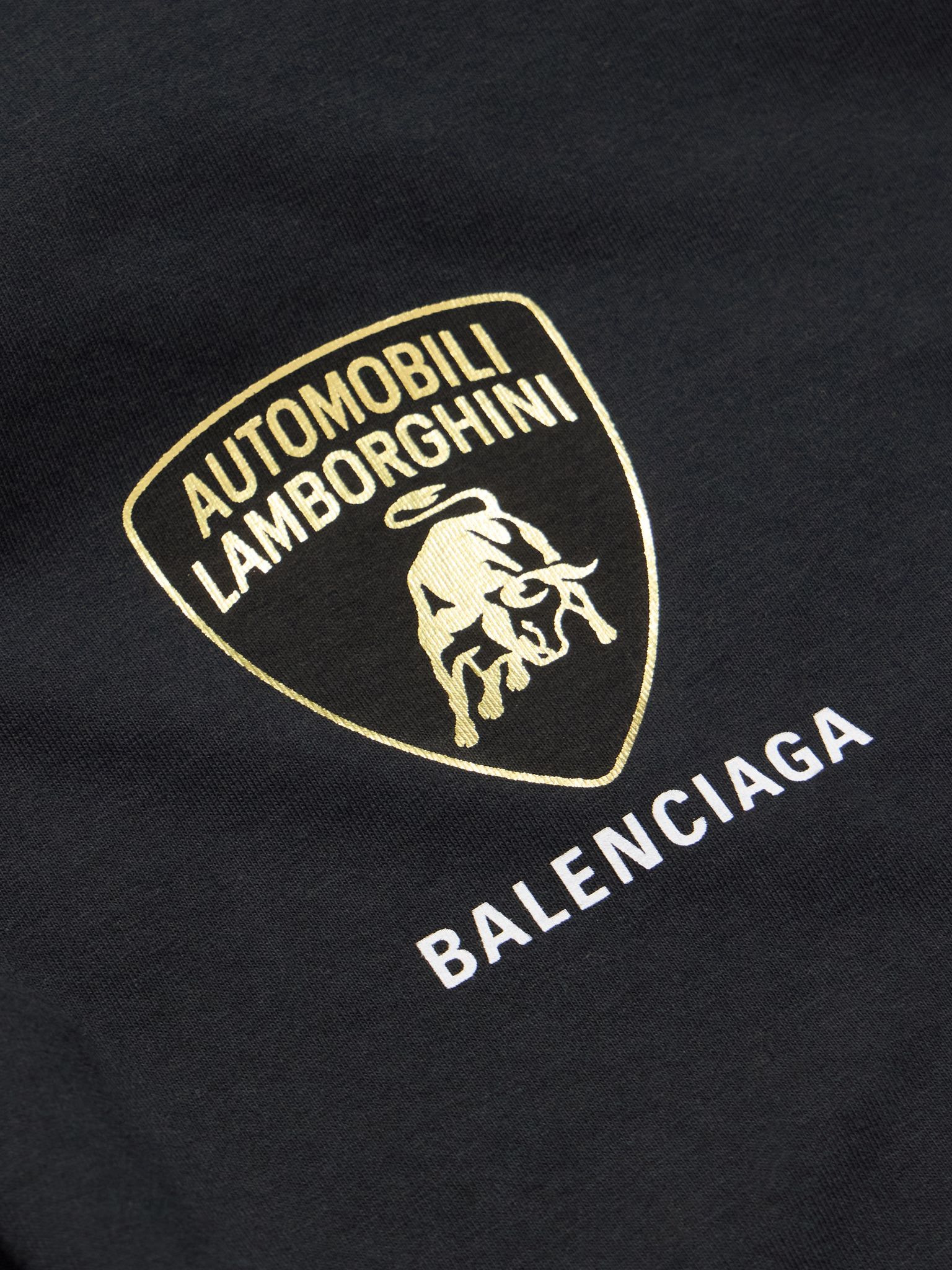 + Lamborghini Oversized Printed Cotton-Jersey T-Shirt Black - 5