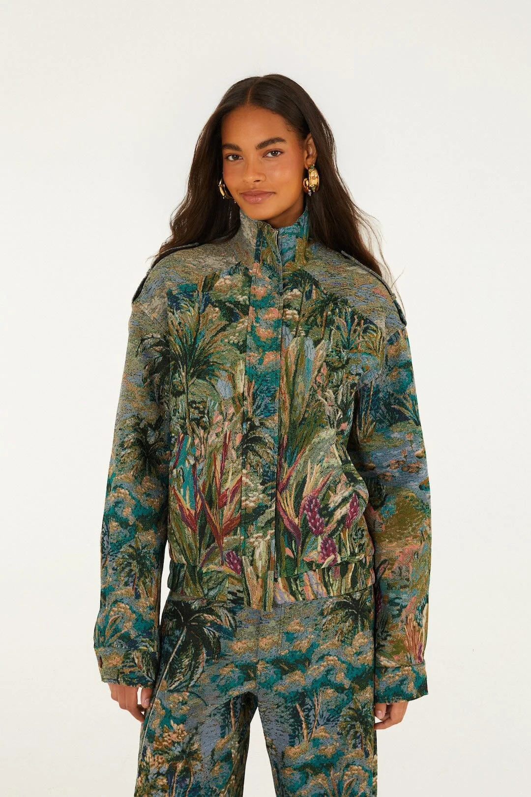 Petricor High Neck Jacquard Jacket - 1