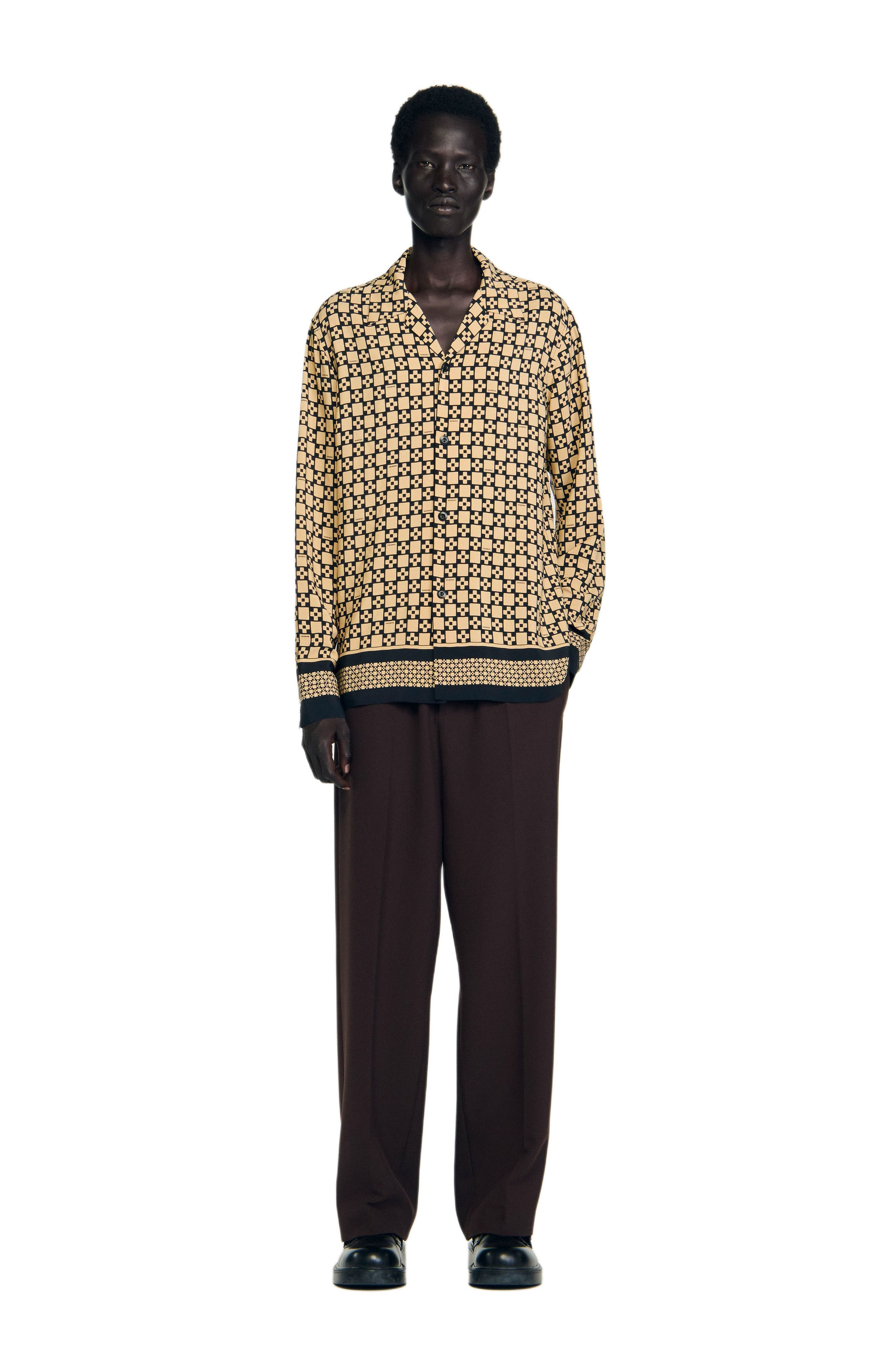 SANDRO Printed loose-fit shirt in Beige at Nordstrom - 6