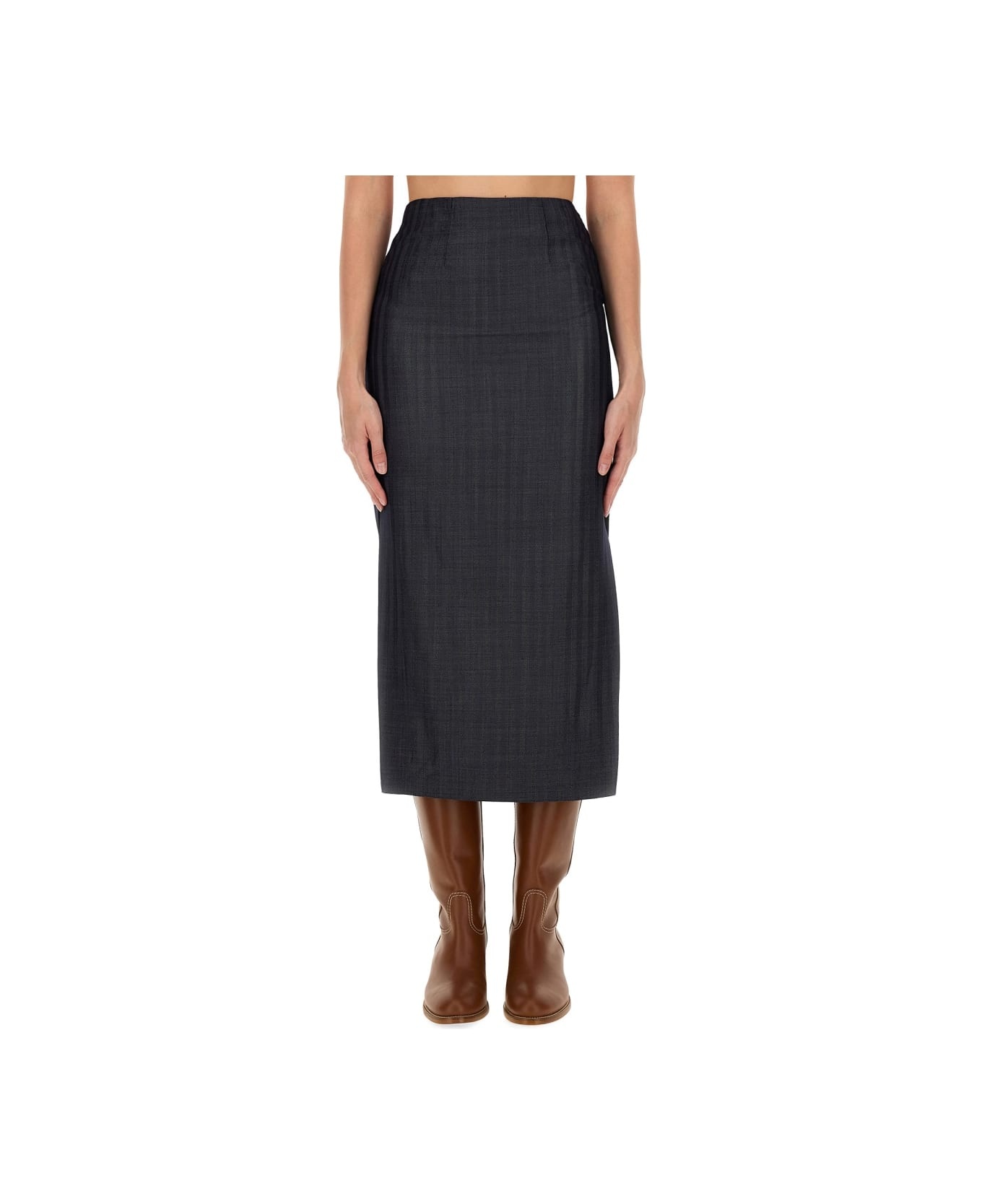 Wool Blend Pencil Skirt - 3