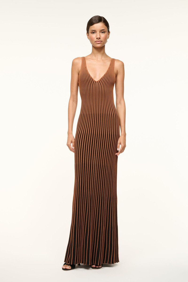 STAUD STAUD CLARETTA DRESS TAN BLACK - 653-20122-TNBK | REVERSIBLE