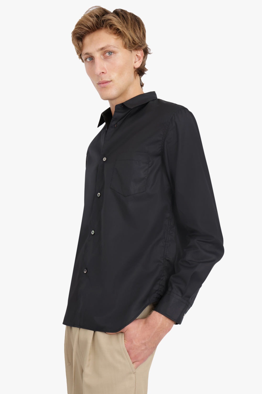 COTTON SHIRT WITH TRIM DETAIL | BLACK - 3
