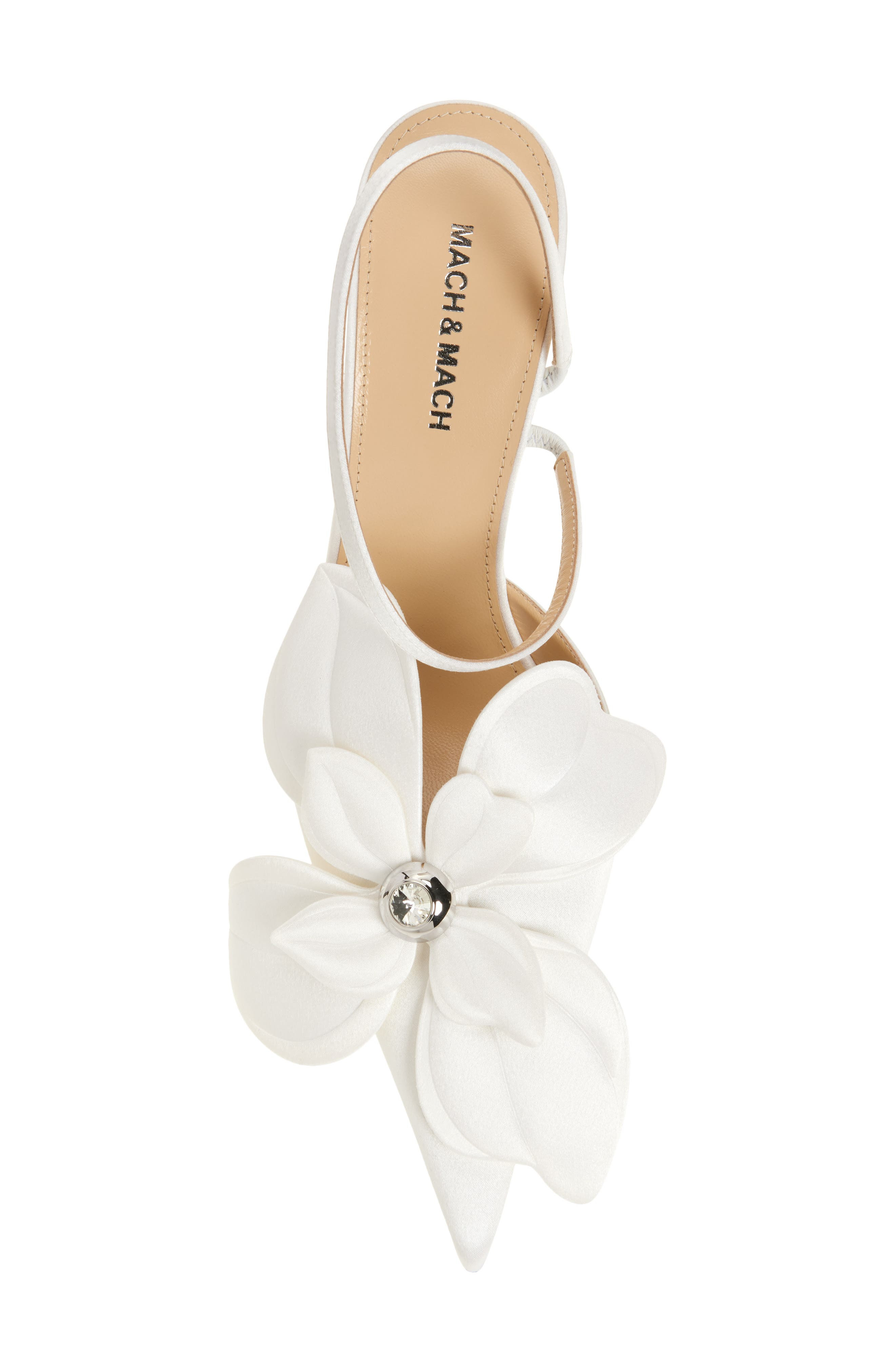 Mach & Mach Orchid Slingback Pump in White at Nordstrom - 5