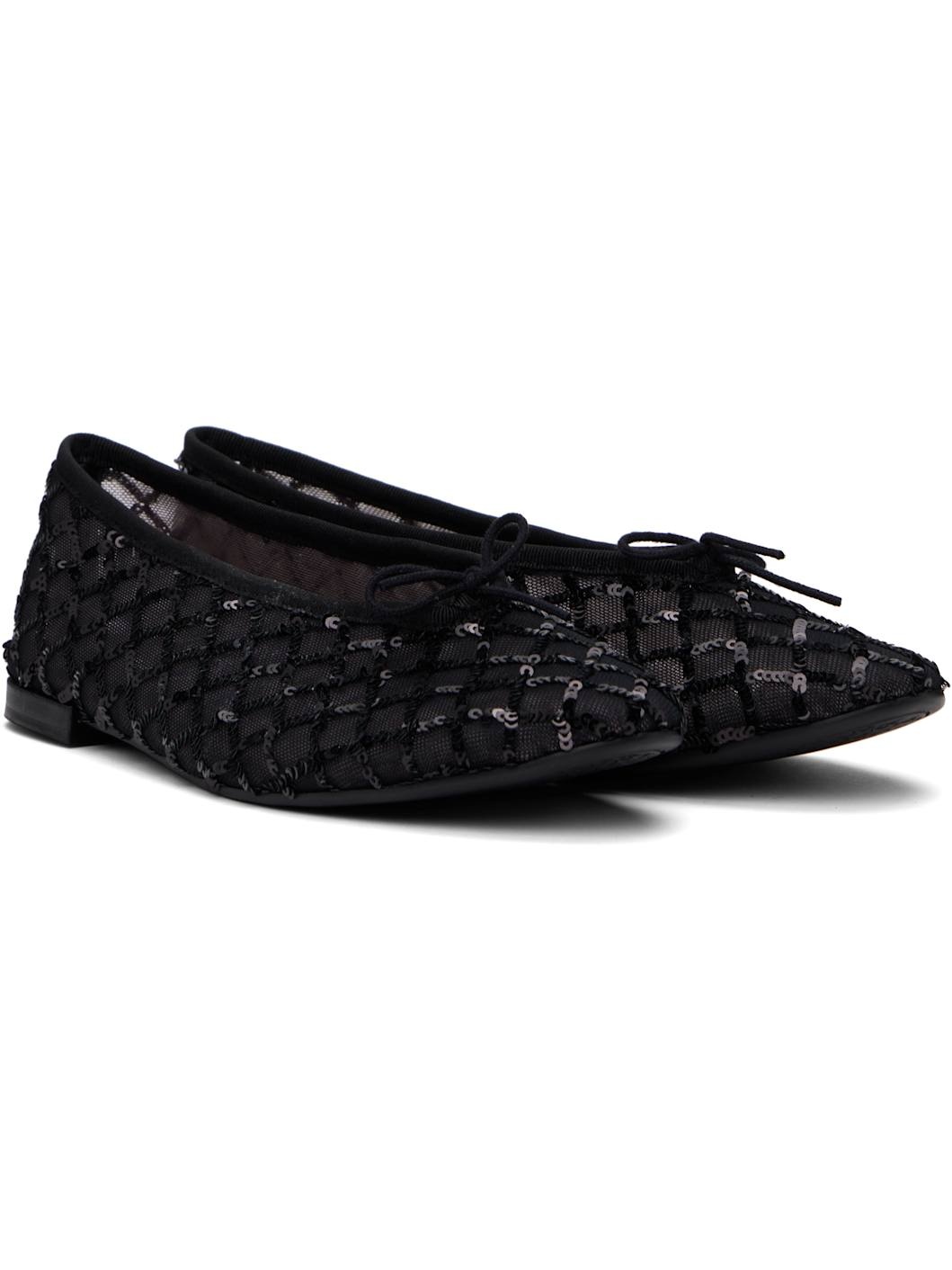 Black Lilouh Rubber Sole Ballerina Flats - 4