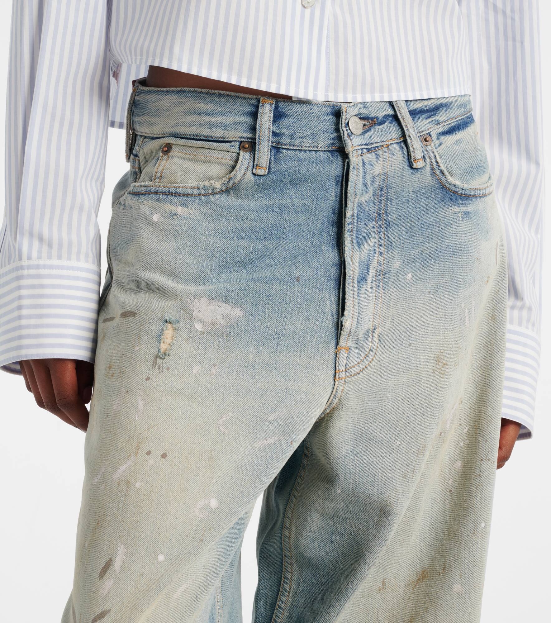 Distressed mid-rise wide-leg jeans - 4