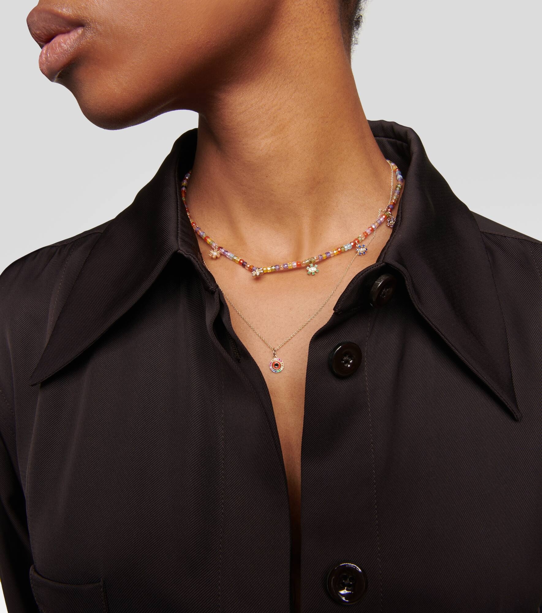 Evil Eye 14kt gold and diamond necklace - 5