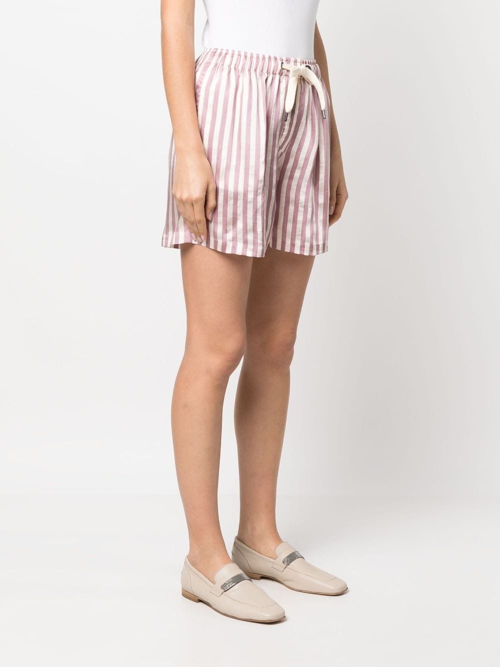 striped drawstring mini shorts - 3