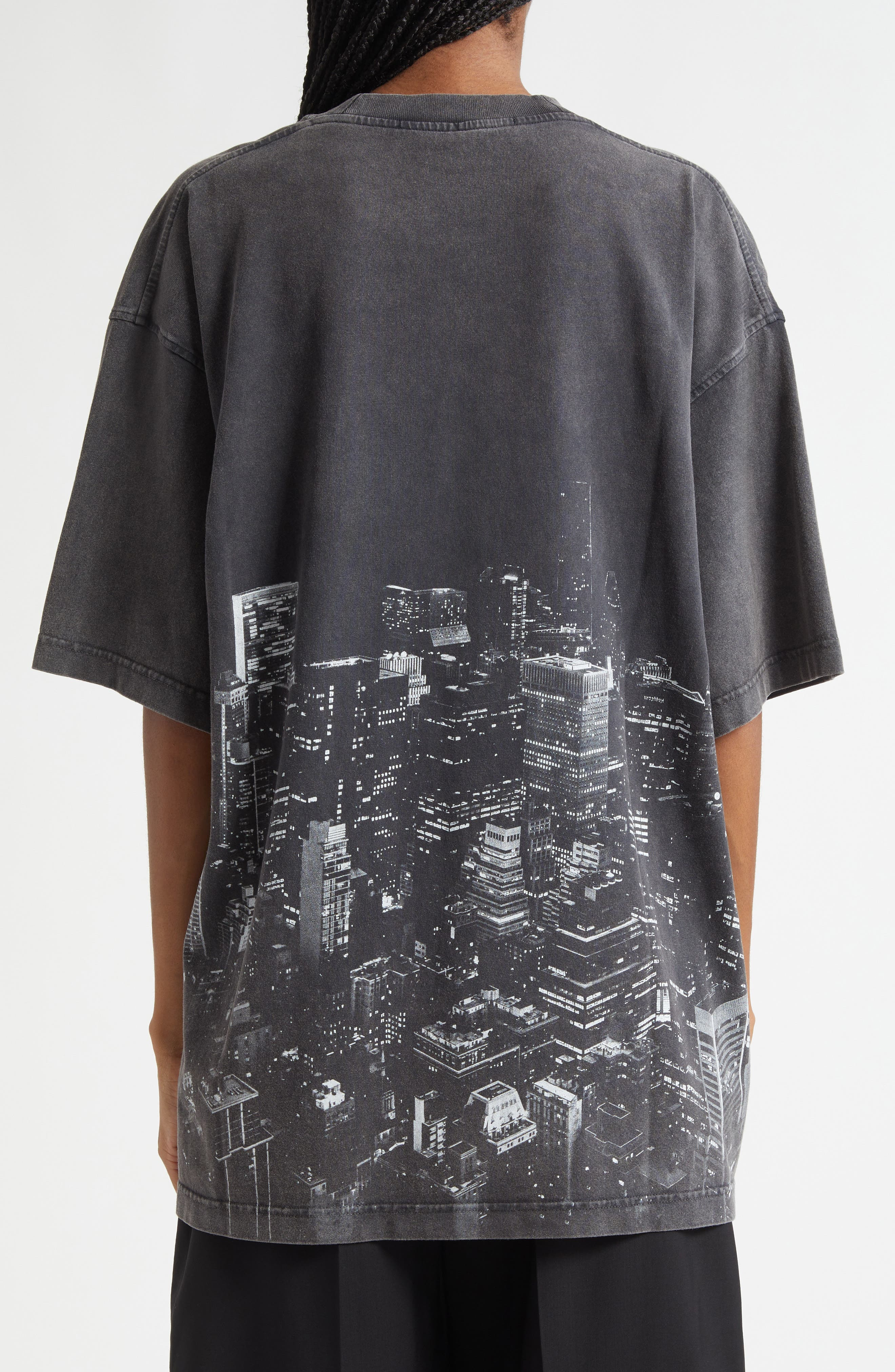 Alexander Wang New York City Skyline Crystal Embellished T-Shirt in Washed Black at Nordstrom - 2
