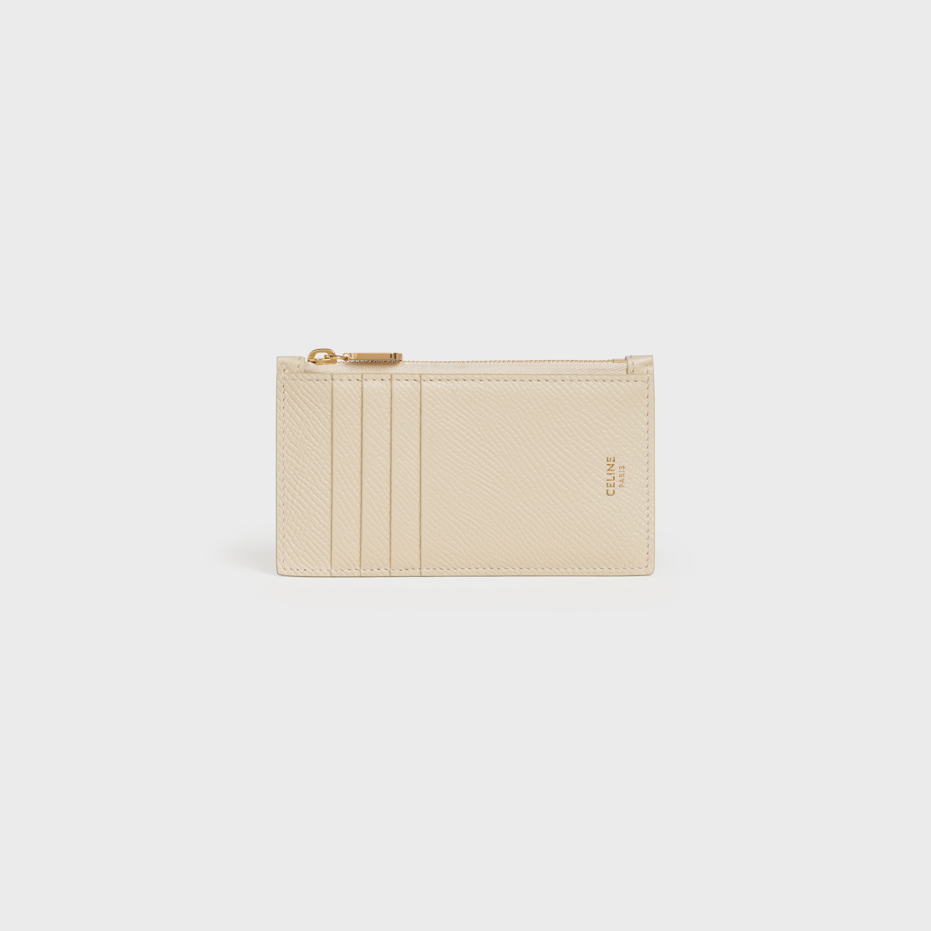 ZIPPED COMPACT CARD HOLDER IN GRAINED CALFSKIN - 1