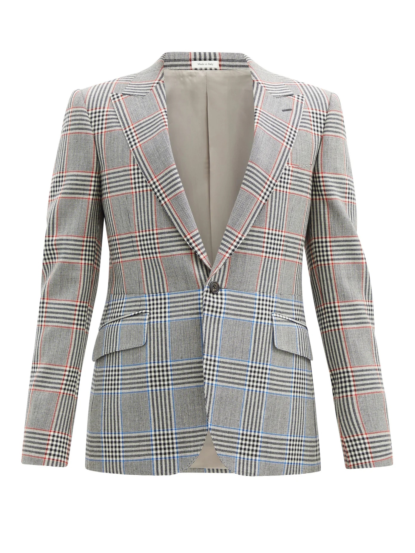 Bi-colour glen-check wool-twill suit jacket - 1