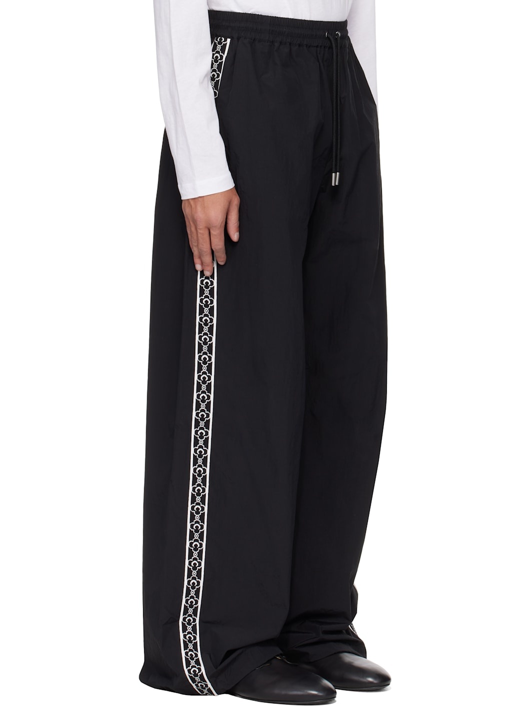 Black Recycled Nylon Track Sweatpants - 2