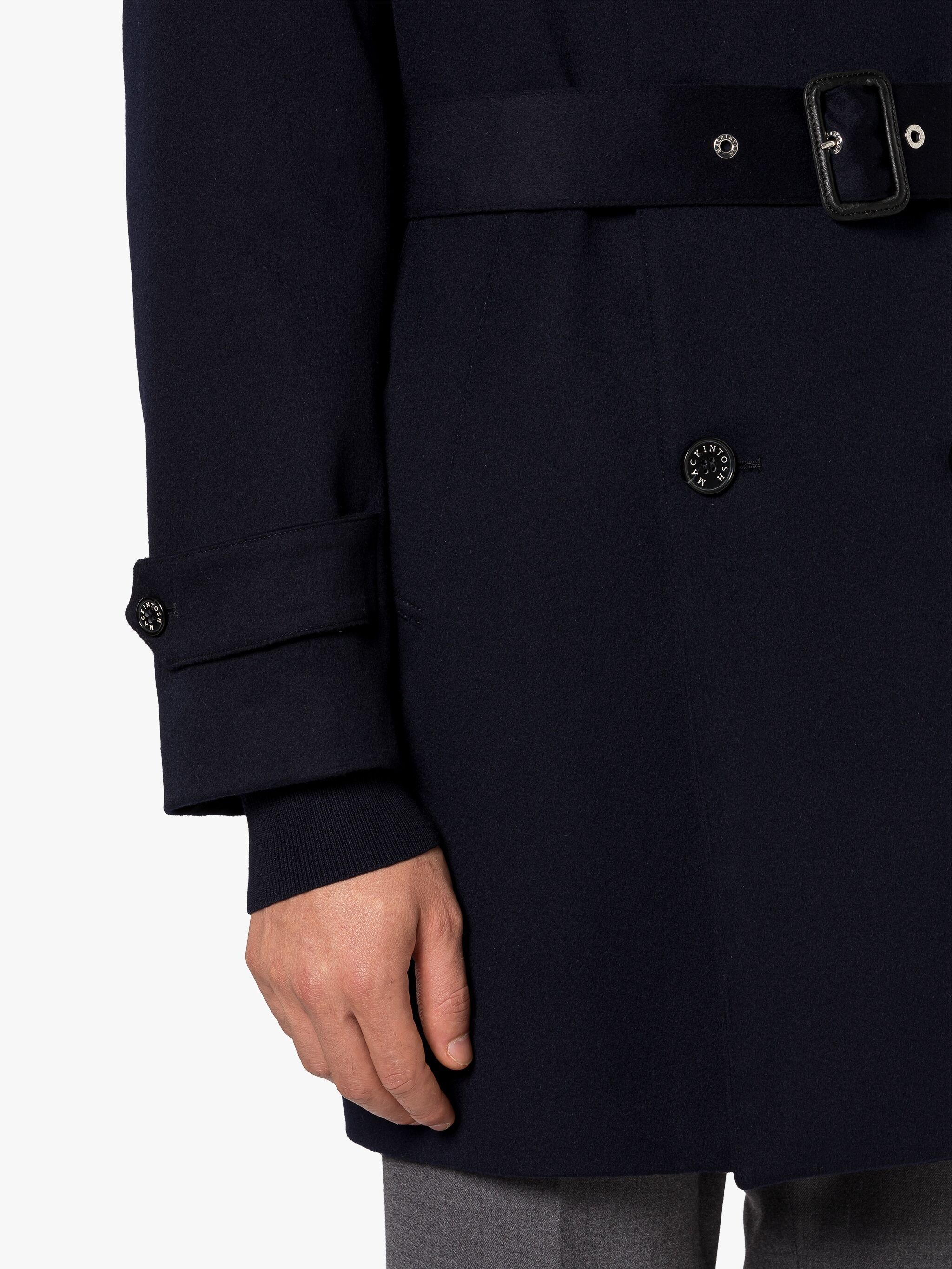 FETLAR NAVY RAIN SYSTEM WOOL SHORT TRENCH COAT - 6