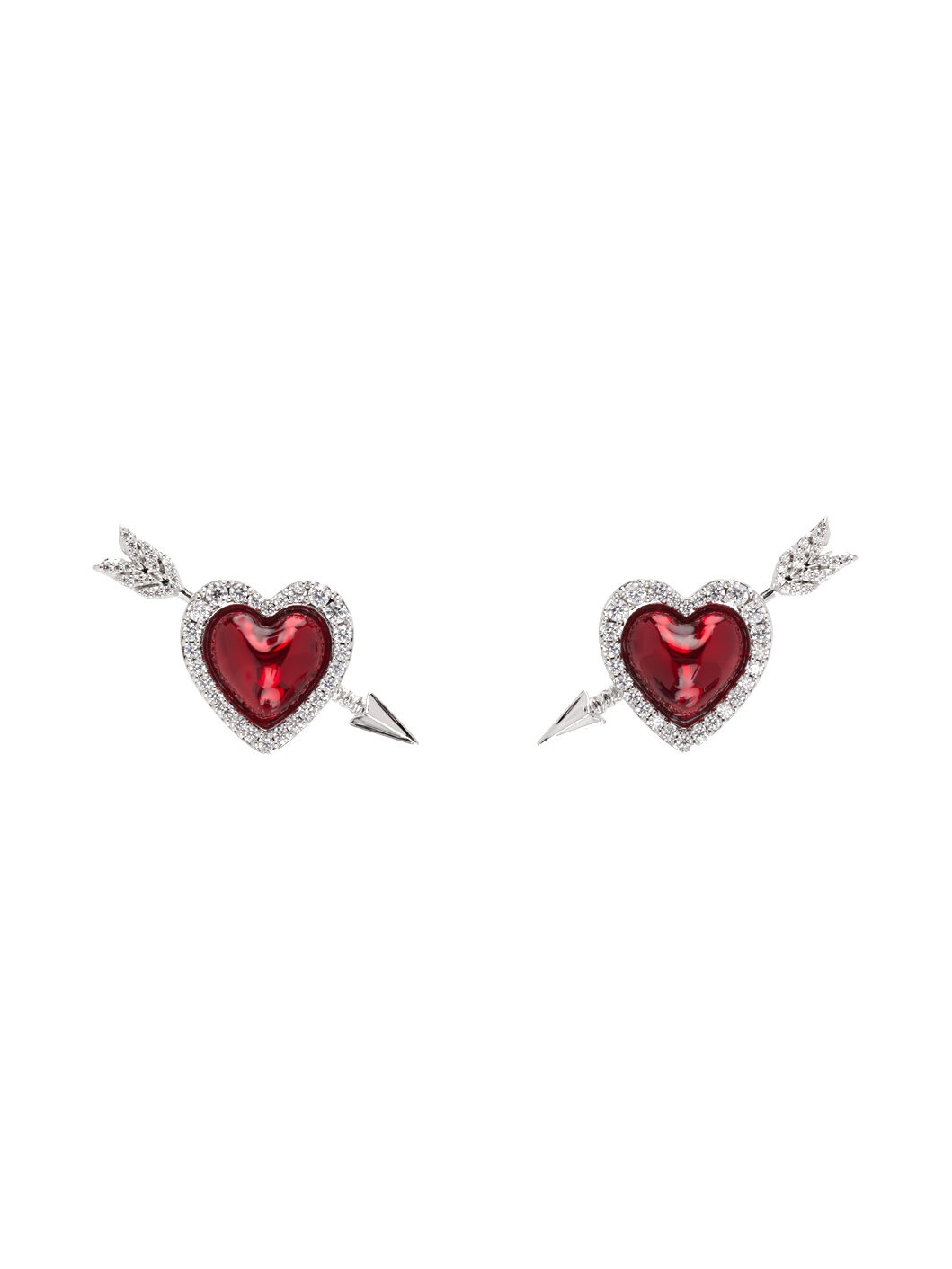 Silver YVMIN Edition Enamel Heart Arrow  Earrings - 1