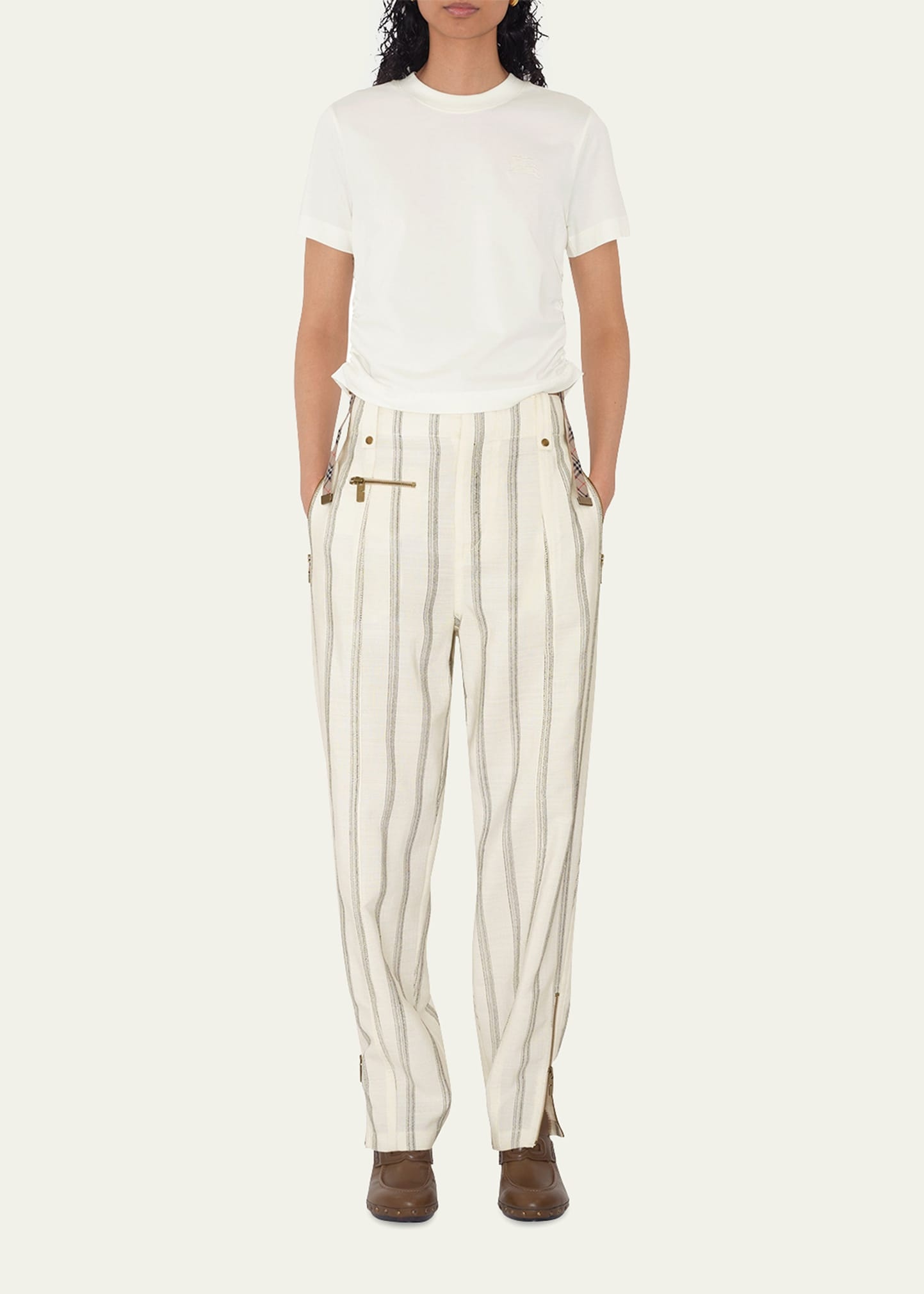 Ruched Check-Ties Short-Sleeve T-Shirt - 2