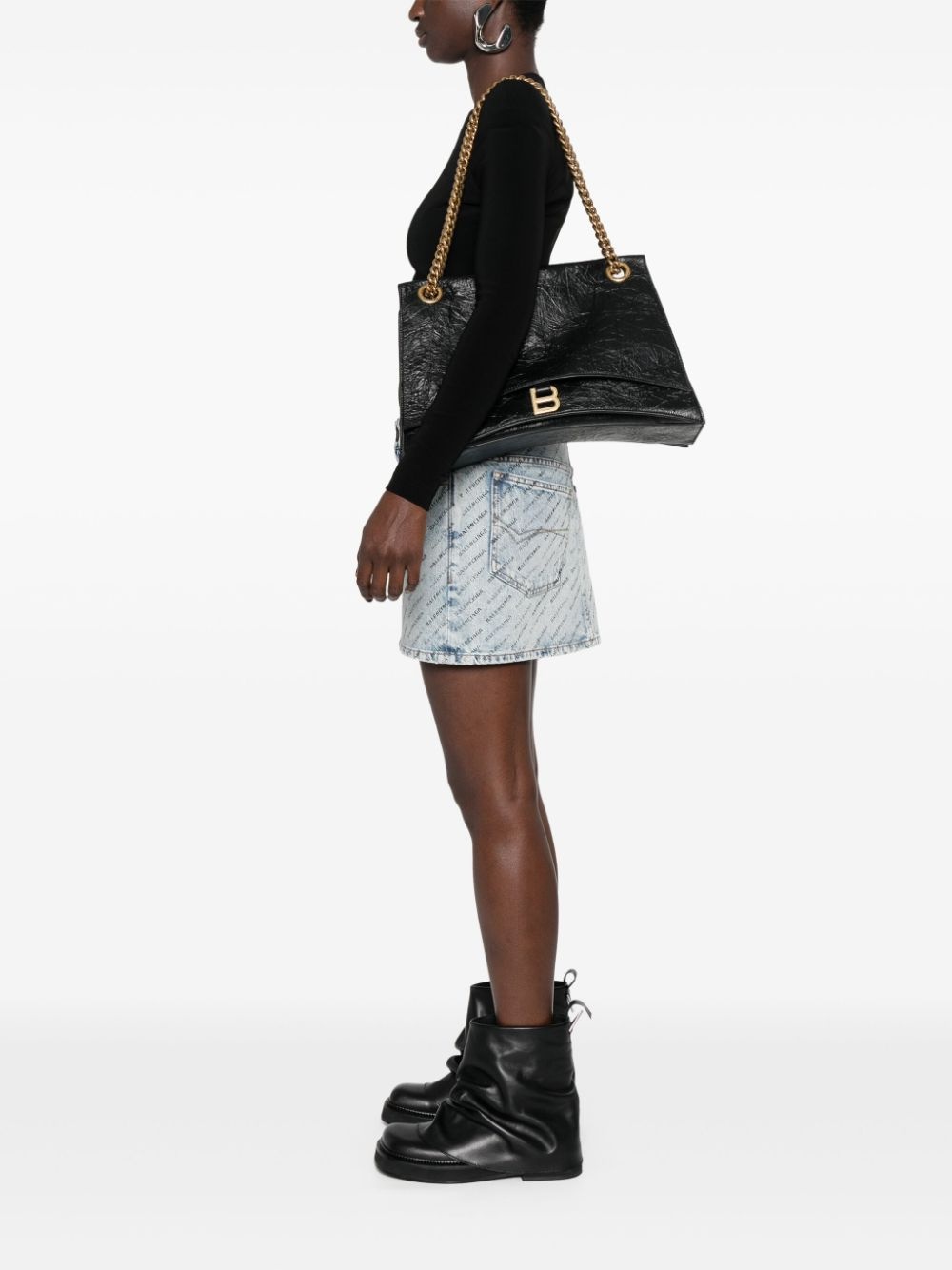 logo-plaque leather shoulder bag - 2