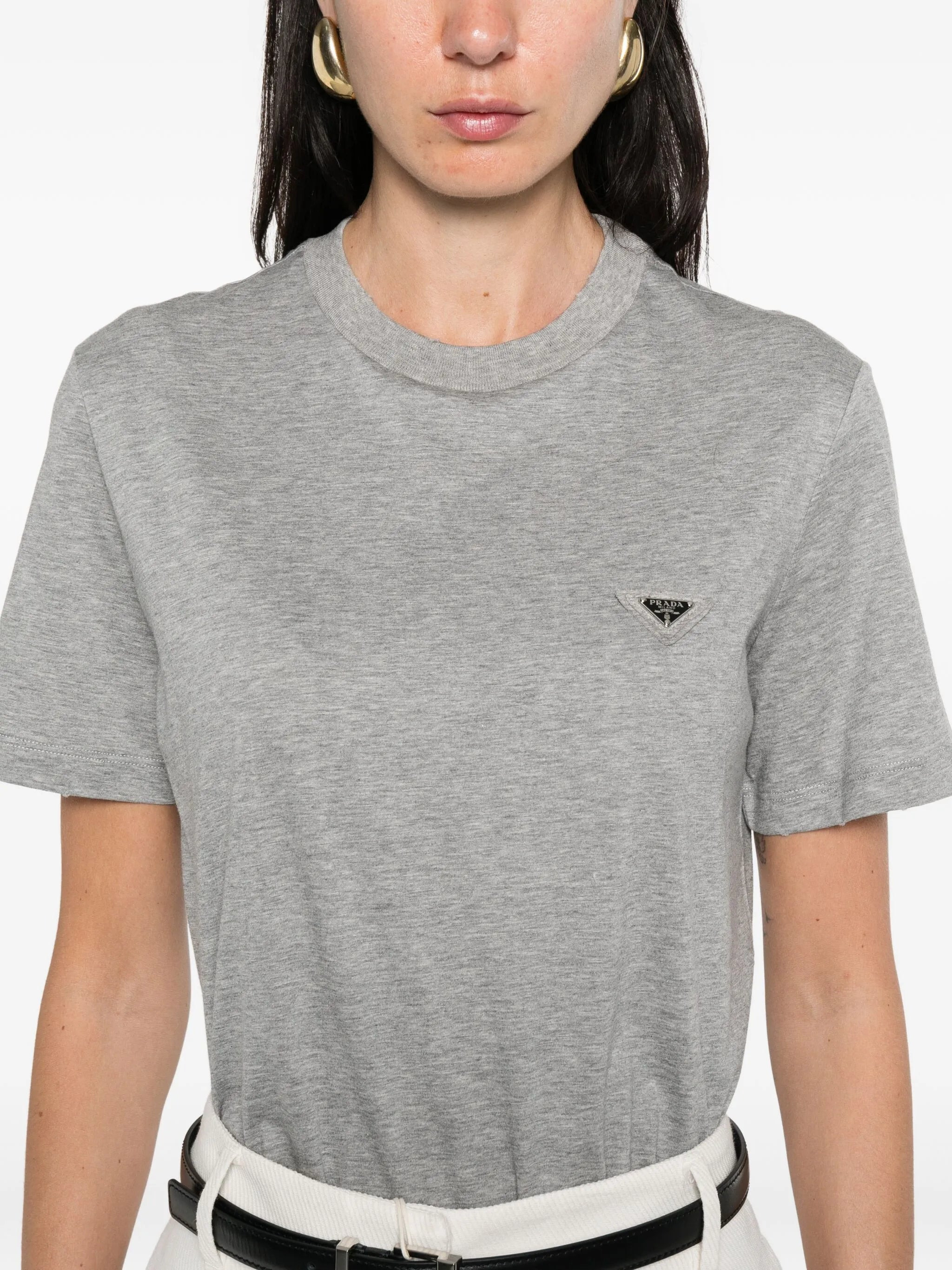 Prada Logo-plaque Cotton T-shirt - 5