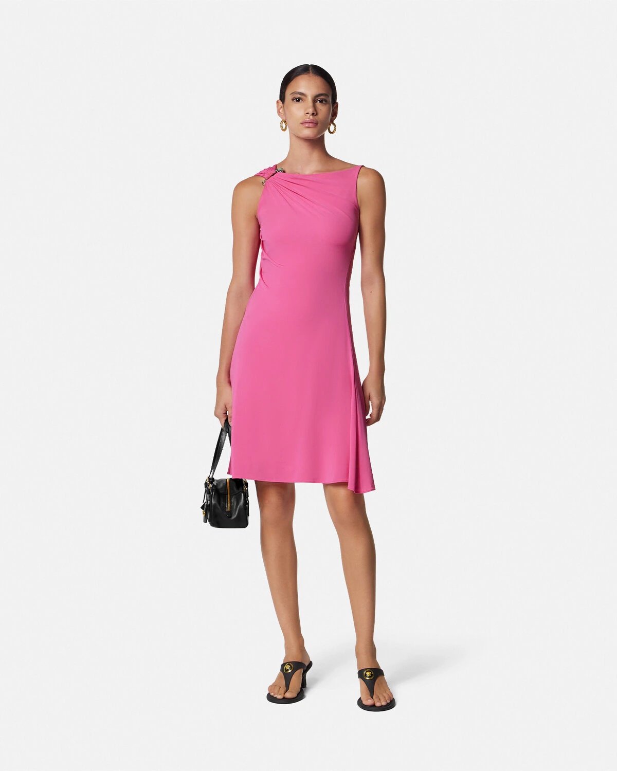 Safety Pin Draped Flared Mini Dress - 2