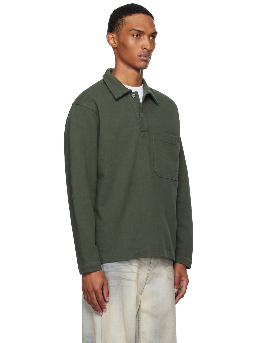 Green Fraser Relaxed Organic Loopback LS Polo - 2