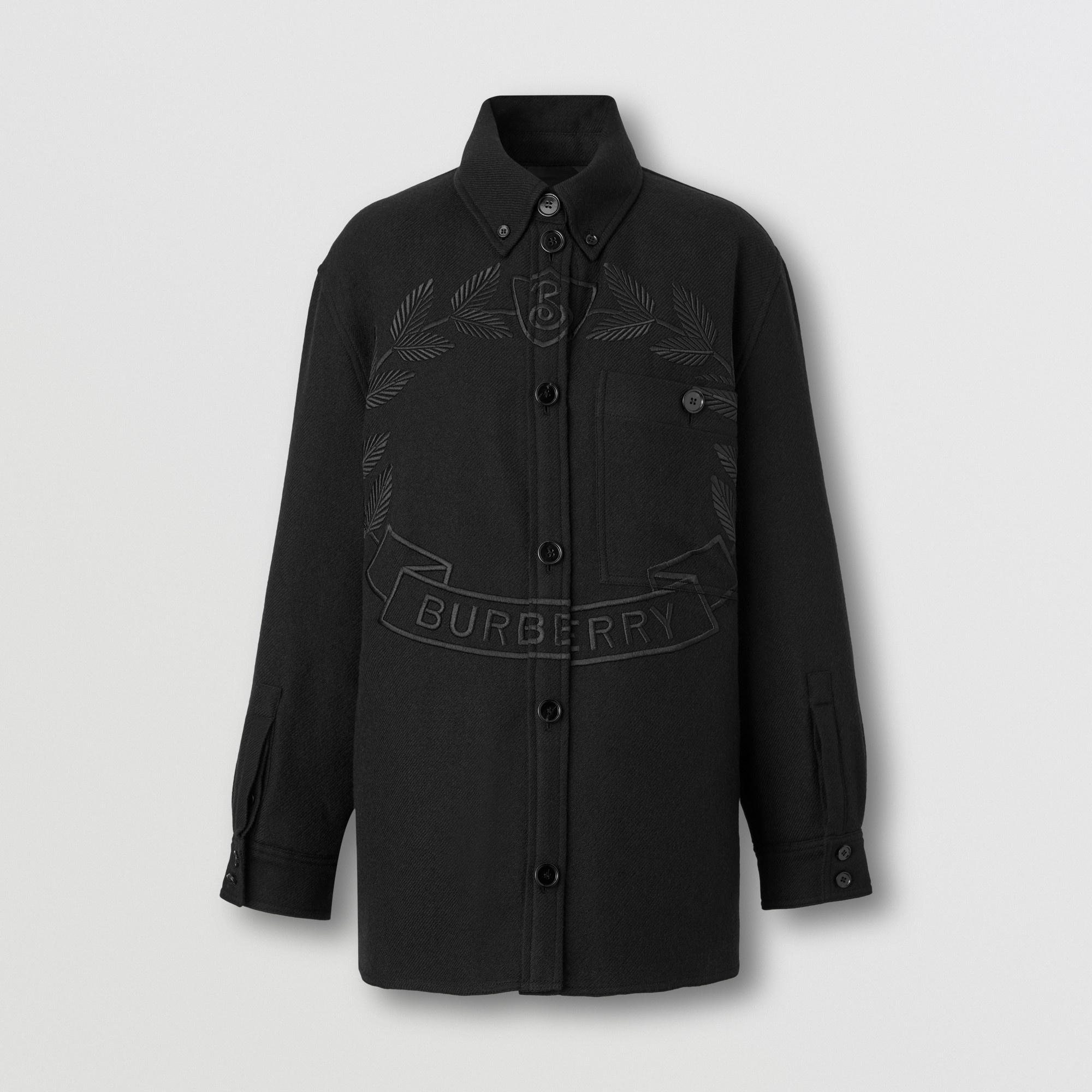 Embroidered Oak Leaf Crest Wool Jacket - 1