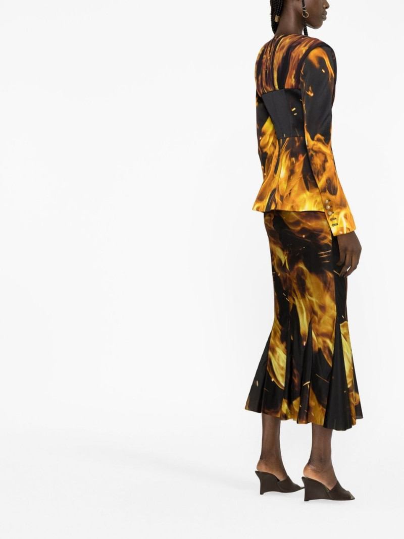 fire-print collarless blazer 4