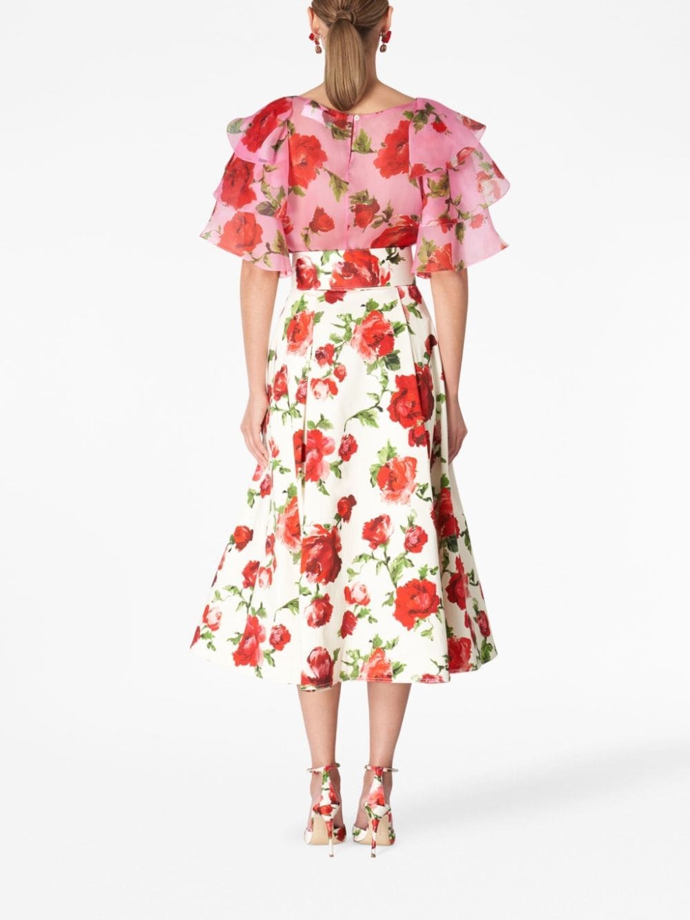 floral-print silk blouse - 3