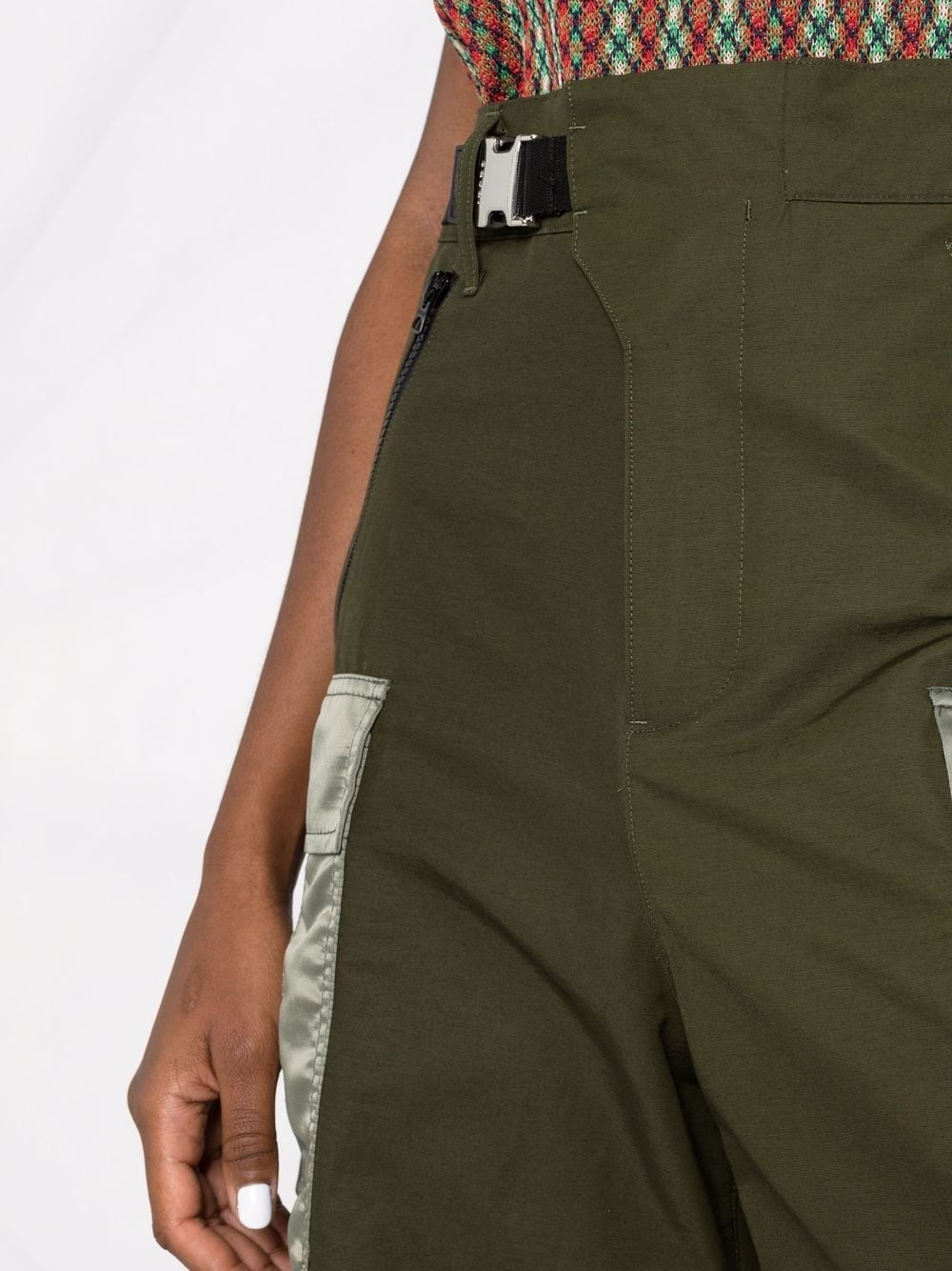 belted cotton-blend cargo shorts - 3