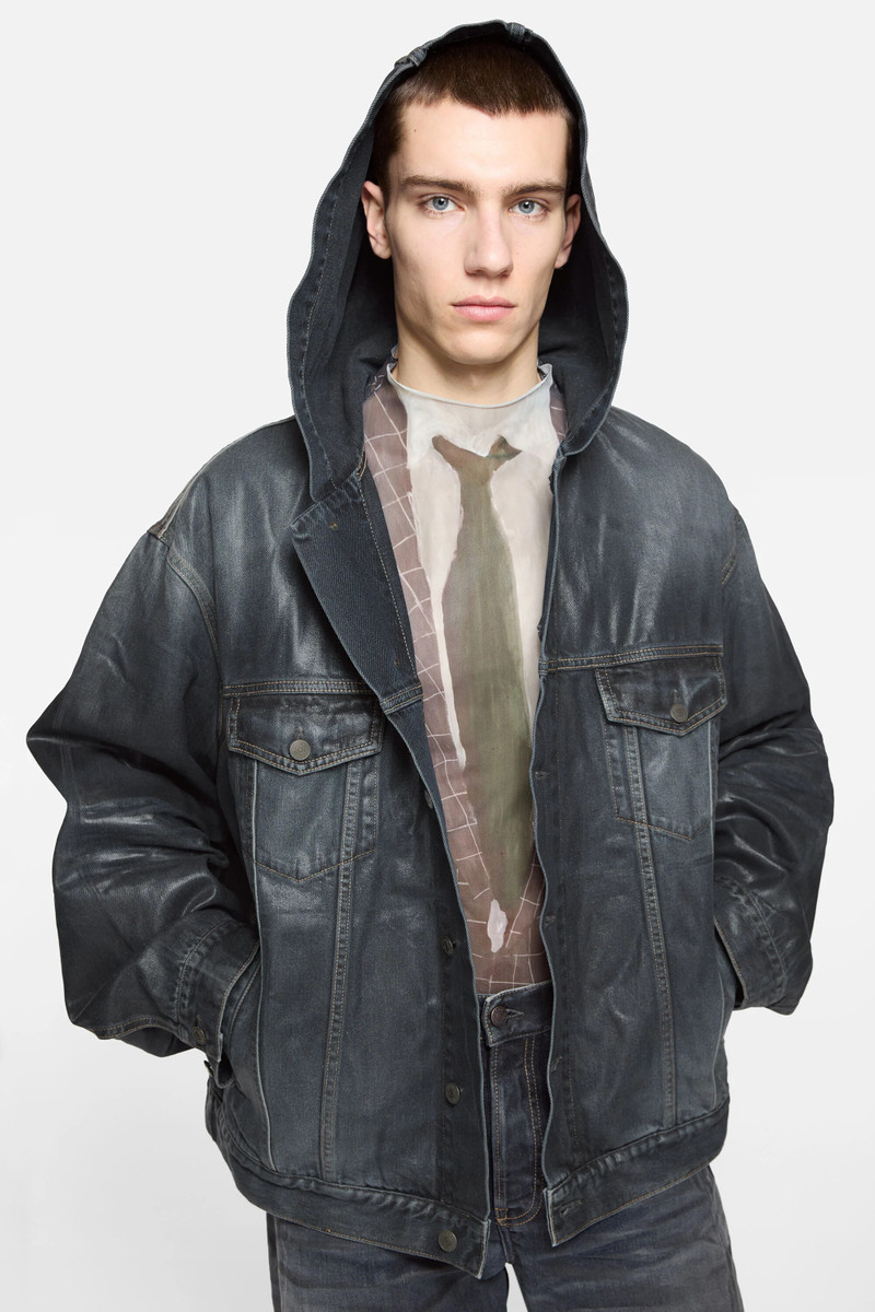 Denim jacket with hood - Black 4