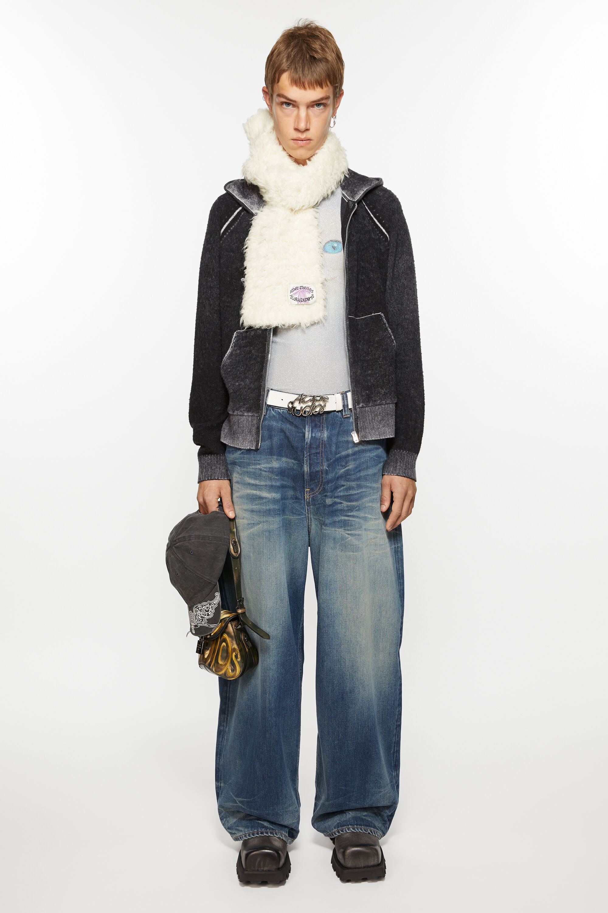 Fluffy scarf - Narrow - White - 3