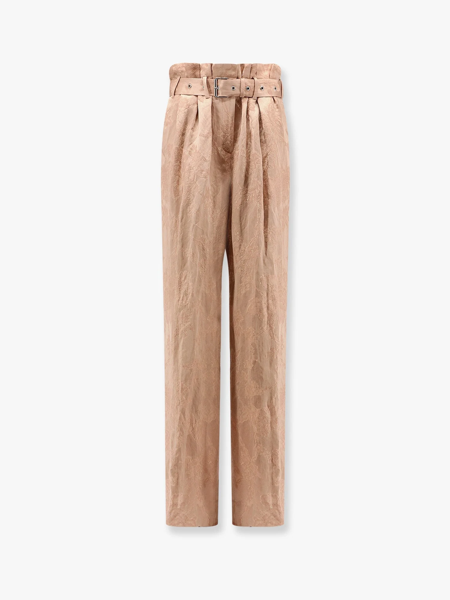Damasked Linen And Viscose Trouser With Belt - 1